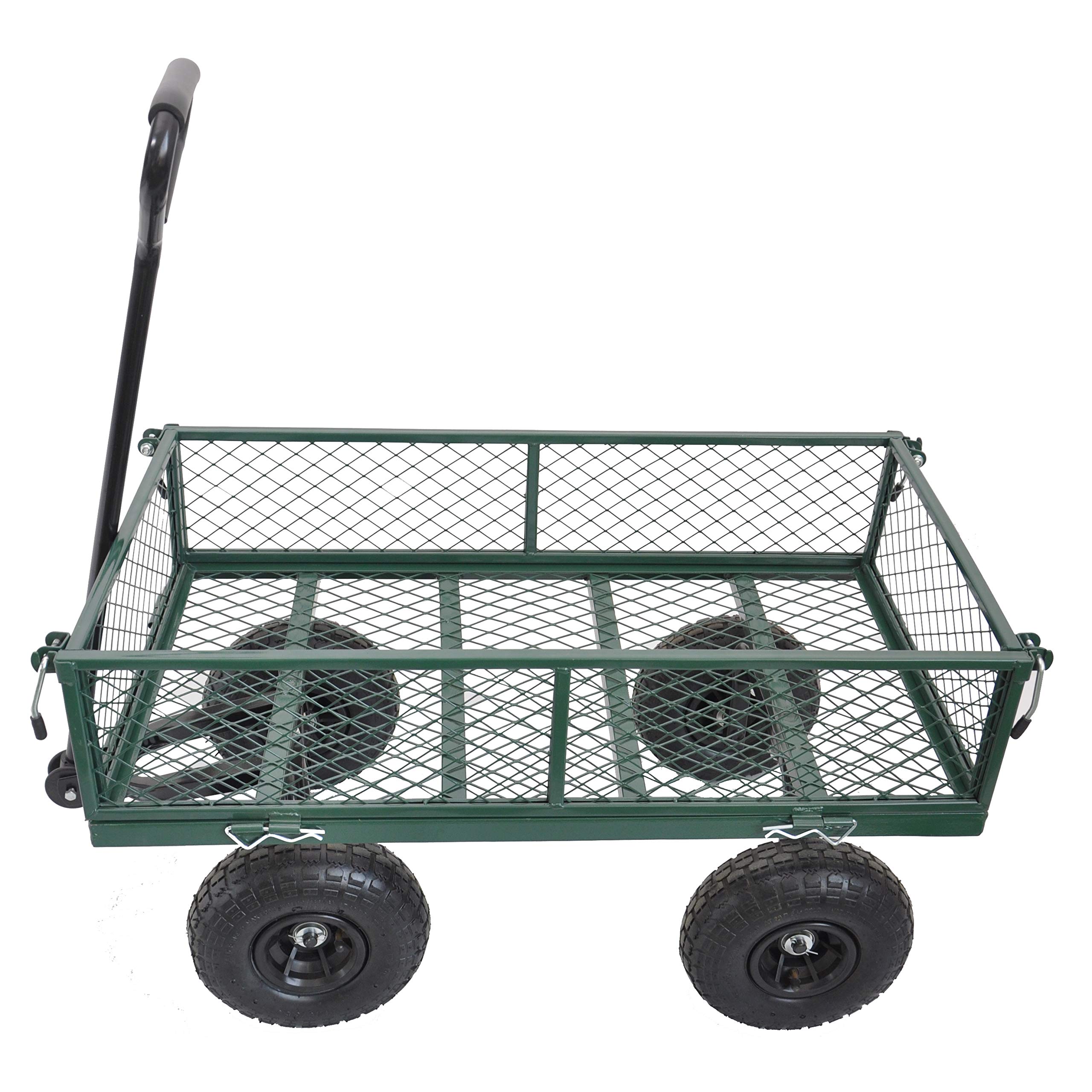 PILITO Heavy Duty Utility Cart - 550lbs Capacity Firewood Wagon with Removable Folding Sides, Wide Wheelbase Garden Trolley for Outdoor, Backyard, Patio, Lawn & Dump Use - Perfect for Firewood Transport, Yard Work & Gardening Tasks
