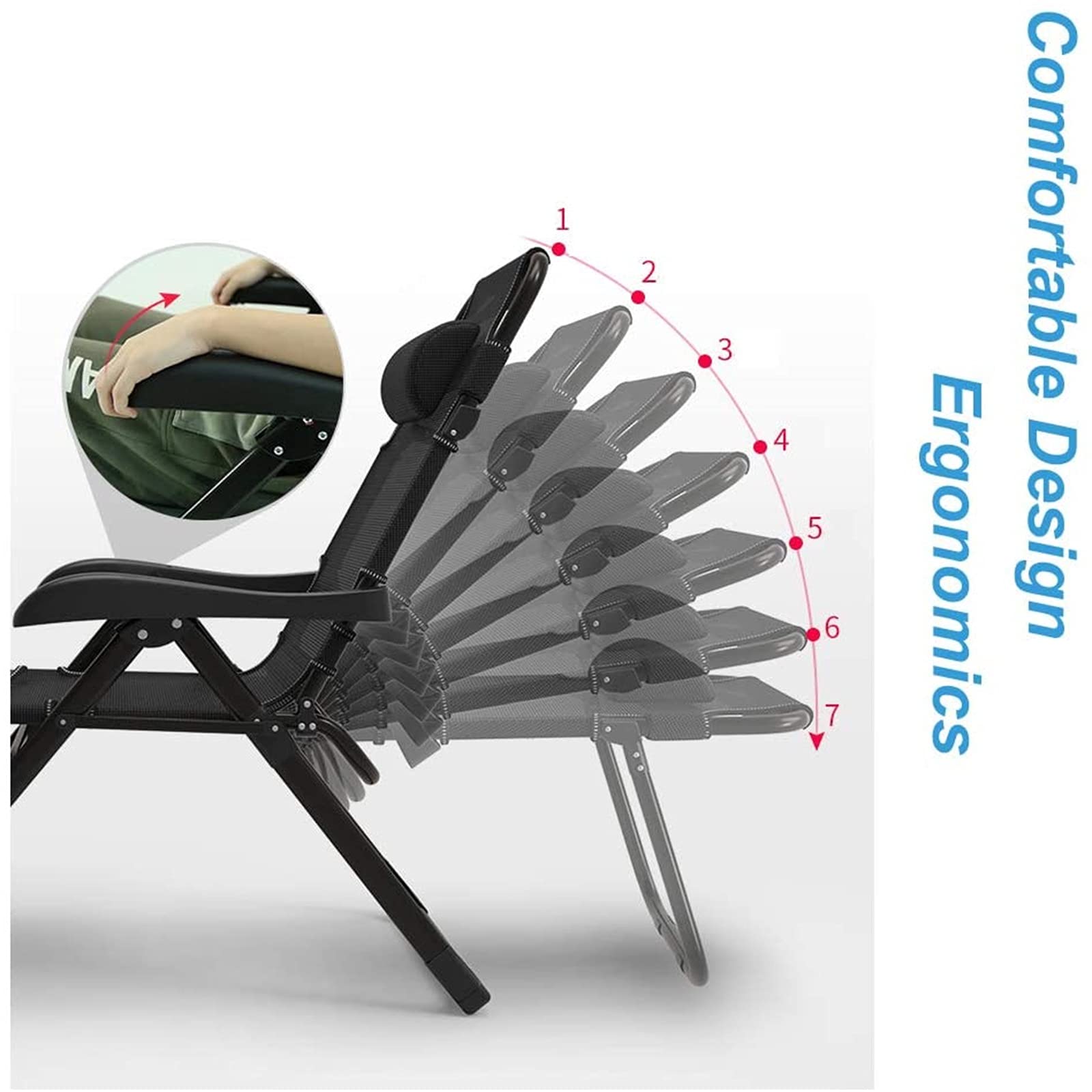 CHLDDHC Extra-Wide Foldable Sun Lounger with Footrest - Heavy Duty 330lbs Capacity Metal Deck Chair for Adults - Perfect for Poolside, Patio, Beach & Outdoor Relaxation