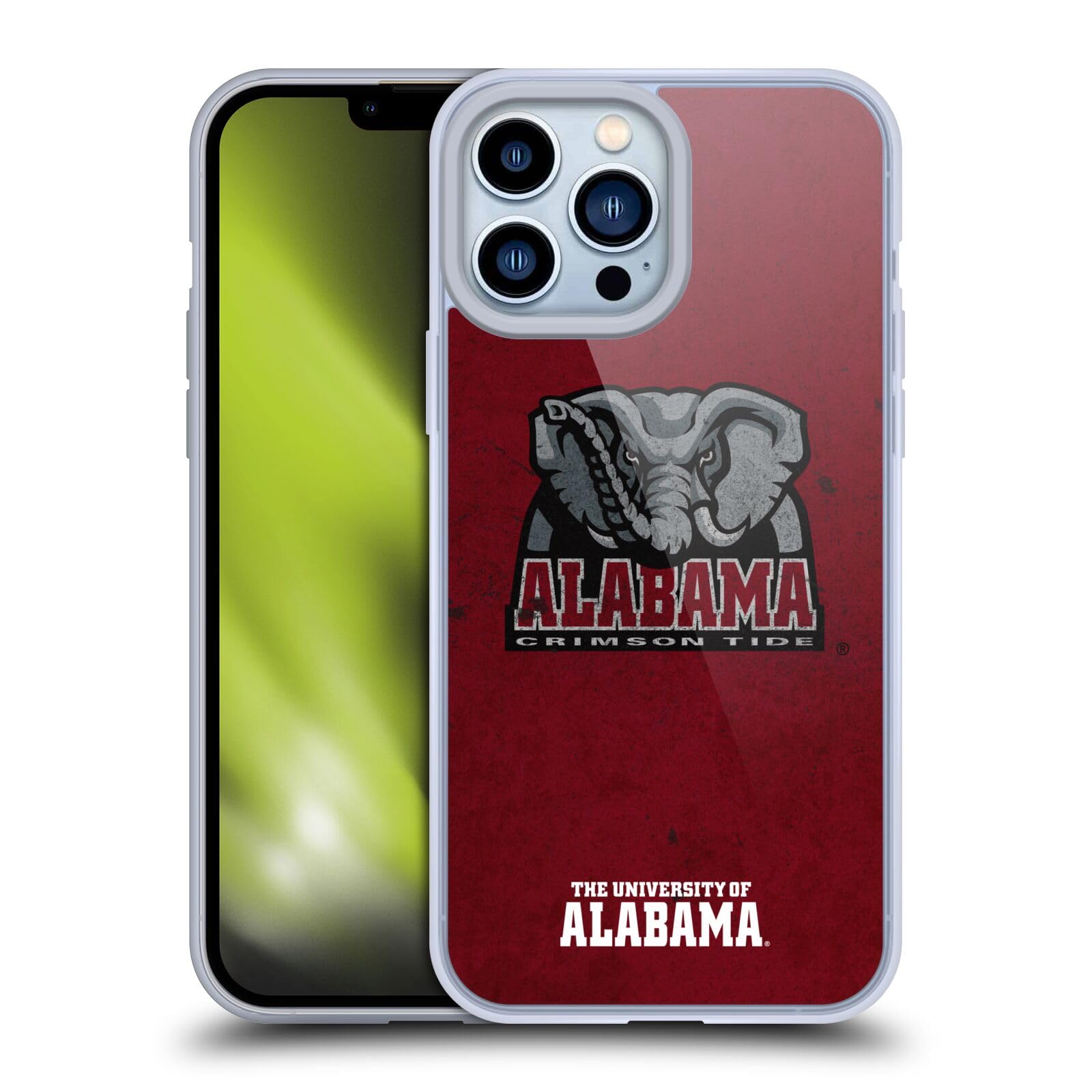 Officially Licensed University of Alabama UA Distressed Look Soft Gel Case for Apple iPhone 13 Pro Max - Durable Protective Cover for School Spirit, Game Day & Everyday Use