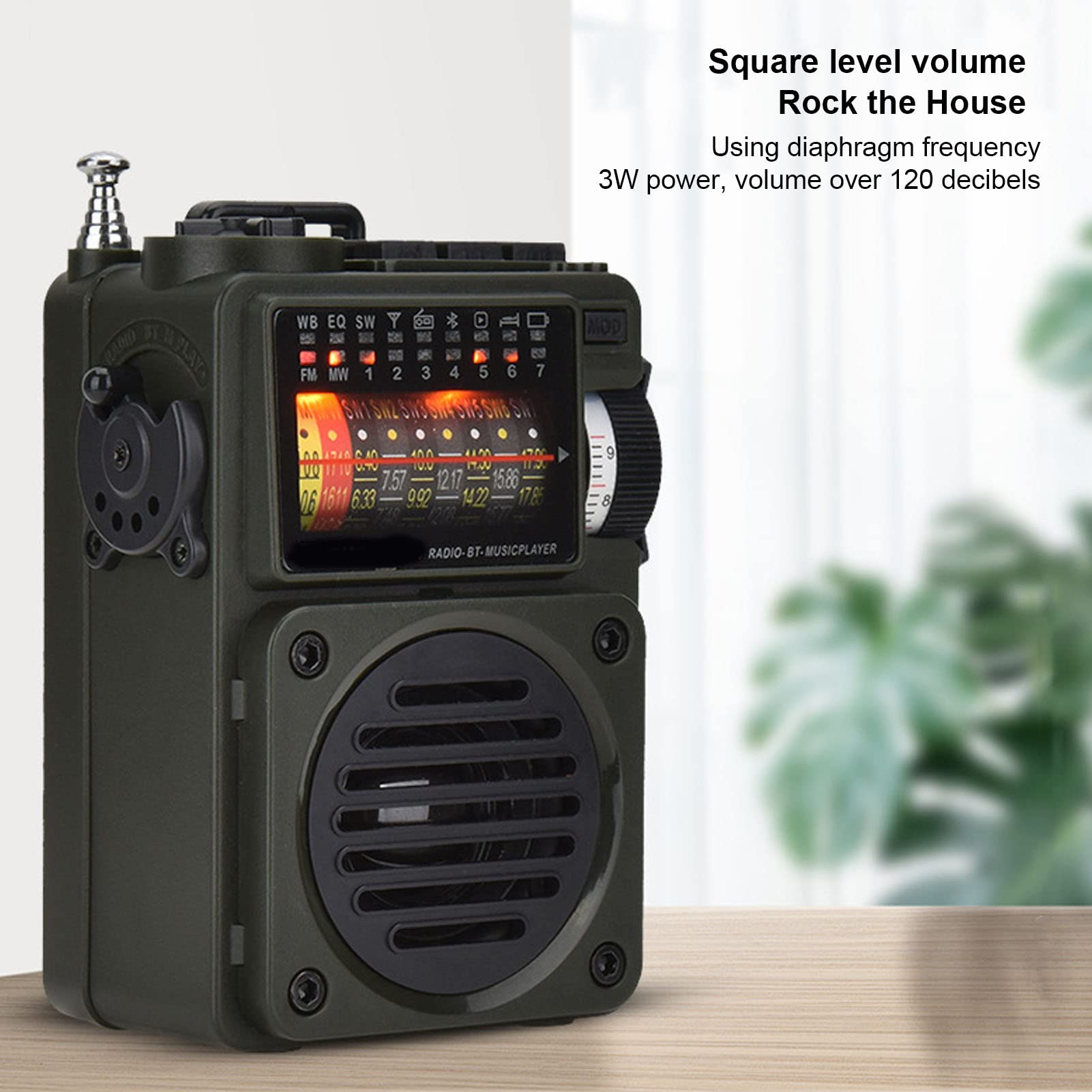 Portable Shortwave Radio with Bluetooth, AM/FM/WB Weather Band, Rechargeable Battery & Sleep Timer - Compact Retro Analog Tuner for Walking, Hiking, and Outdoor Adventures