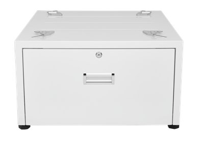 Unilux ULX110 Laundry Pedestal with Locking Drawer - Heavy Duty Washer Dryer Stand, Storage Organizer for Laundry Room (White) - Perfect for Small Spaces & Apartment Washing Machines