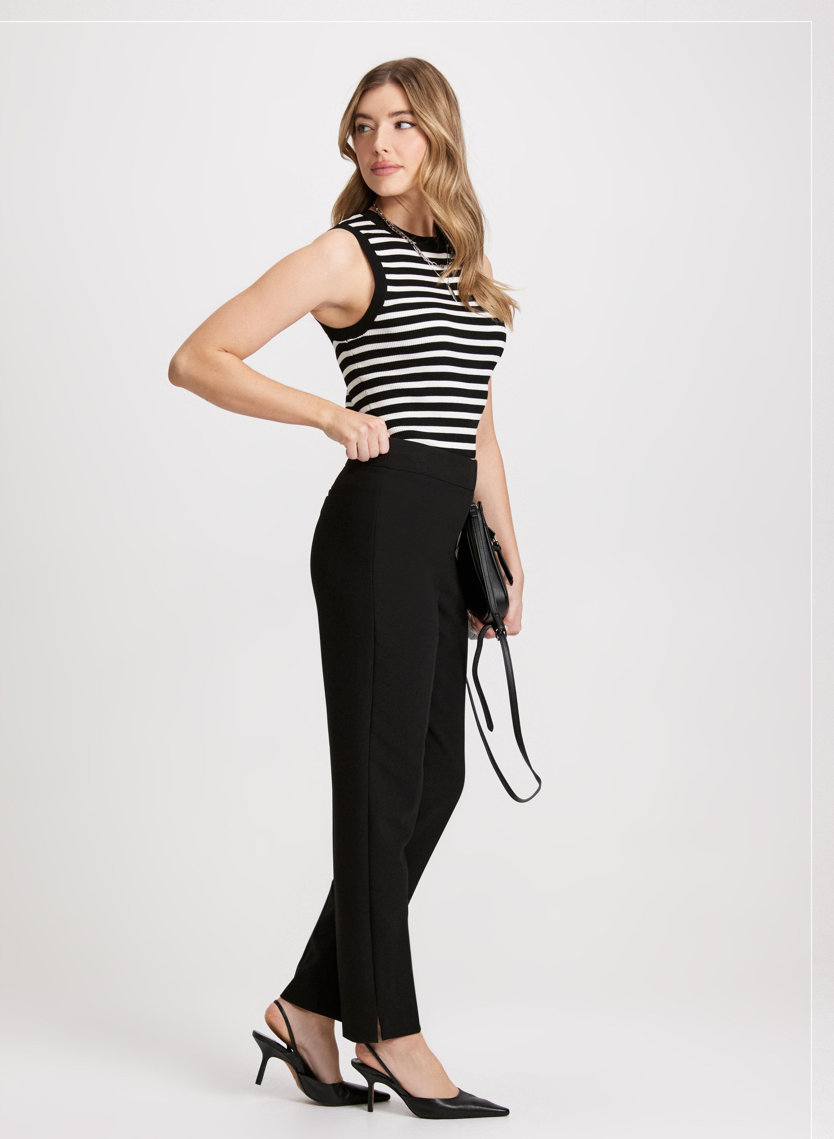 Emma Slim Leg Pants for Women - Stretchy Comfort Fit Trousers - Office Work & Casual Wear