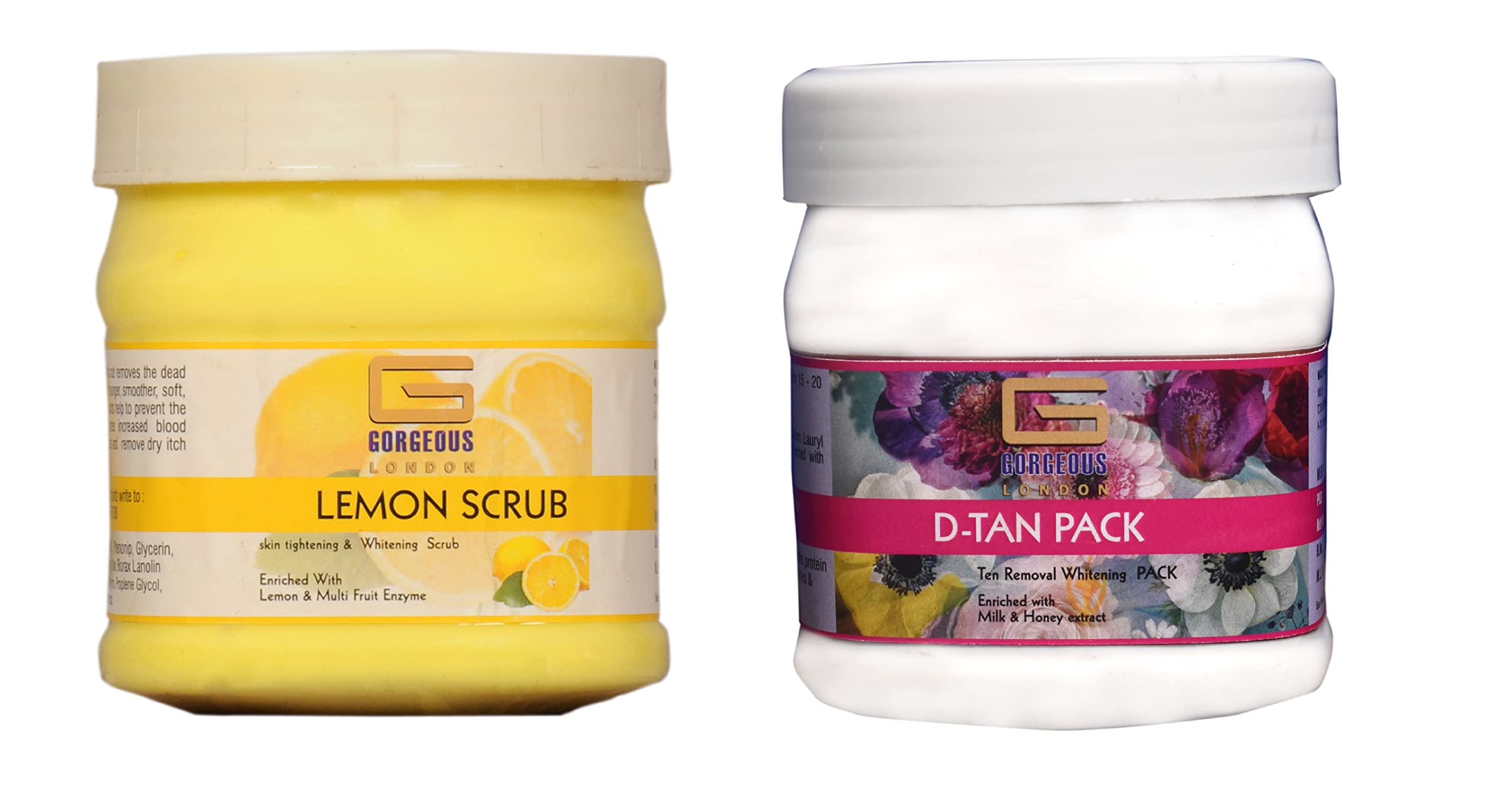 Exfoliating London Lemon Scrub & D-Tan Pack Combo Set (2 x 450ml) – Brightening & Detanning for Glowing Skin | Perfect for Spa Day & At-Home Skincare