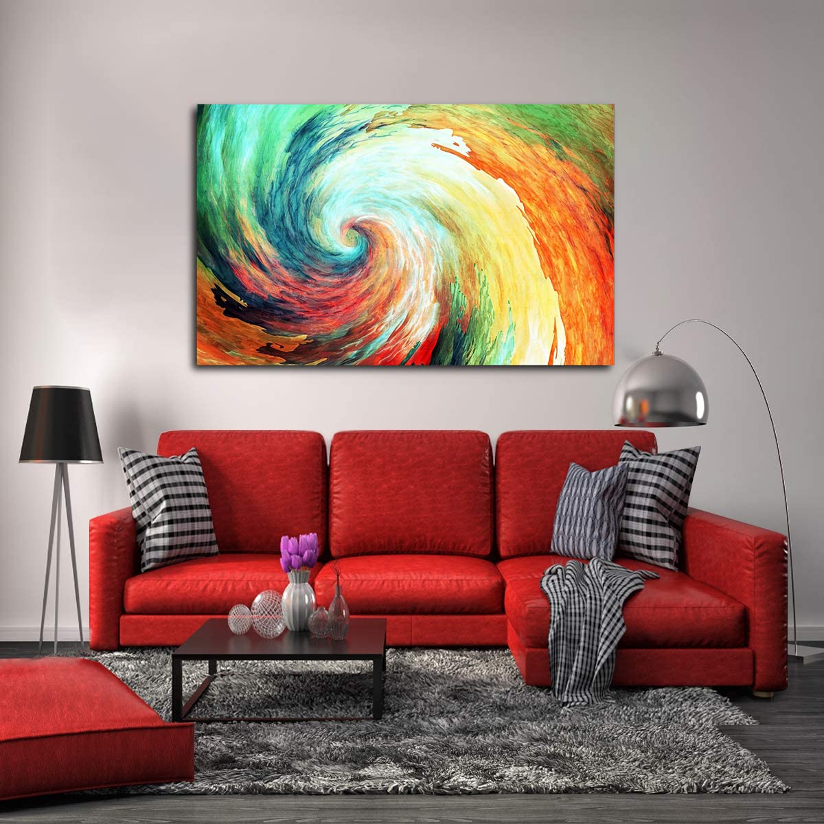Modern Abstract Canvas Wall Art - Framed Vortex Painting for Home & Office Decor - Ready to Hang - Perfect for Bedroom, Living Room & Workspace