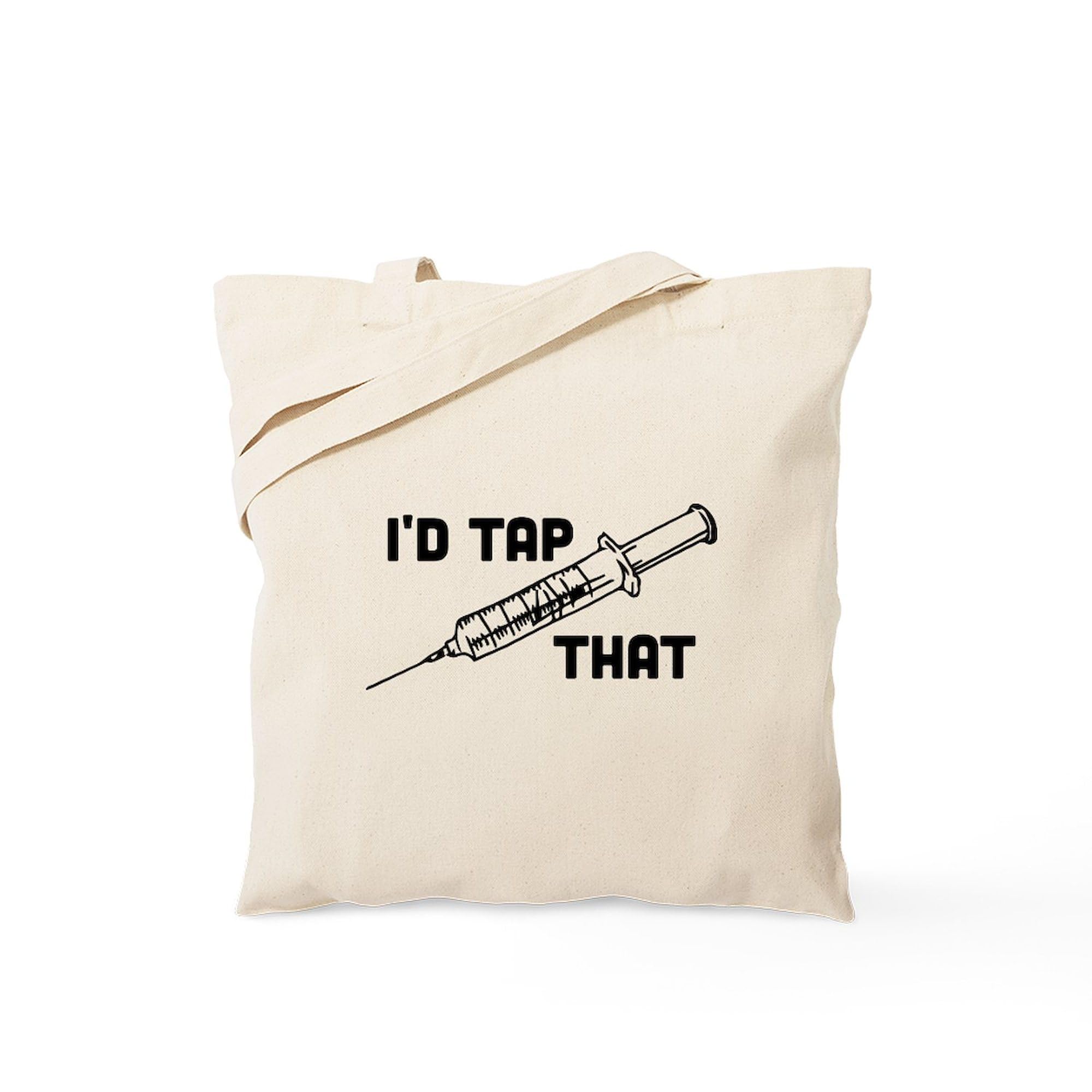 CafePress 'I'd Tap That' Natural Canvas Tote Bag - Eco-Friendly Reusable Grocery Shopping Bag for Women & Men | Perfect for Groceries, Beach, Work & Daily Use