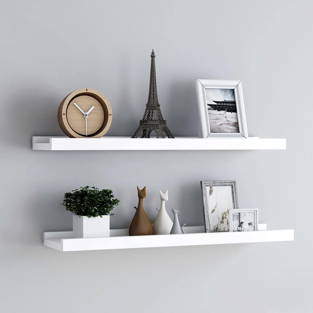 Floating Shelves Wall Mounted - 2 Pack White MDF Invisible Ledge Shelves 31.5