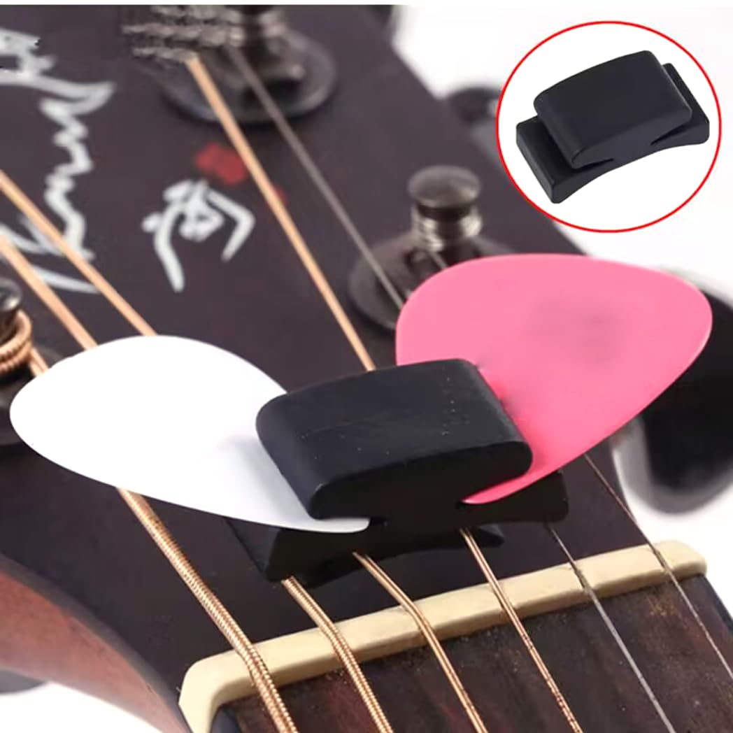 5-Pack Rubber Guitar Pick Holder - Secure Headstock Pick Storage for Guitar, Bass, Ukulele, Banjo & Mandolin - Perfect for Practice, Performances & Music Lessons