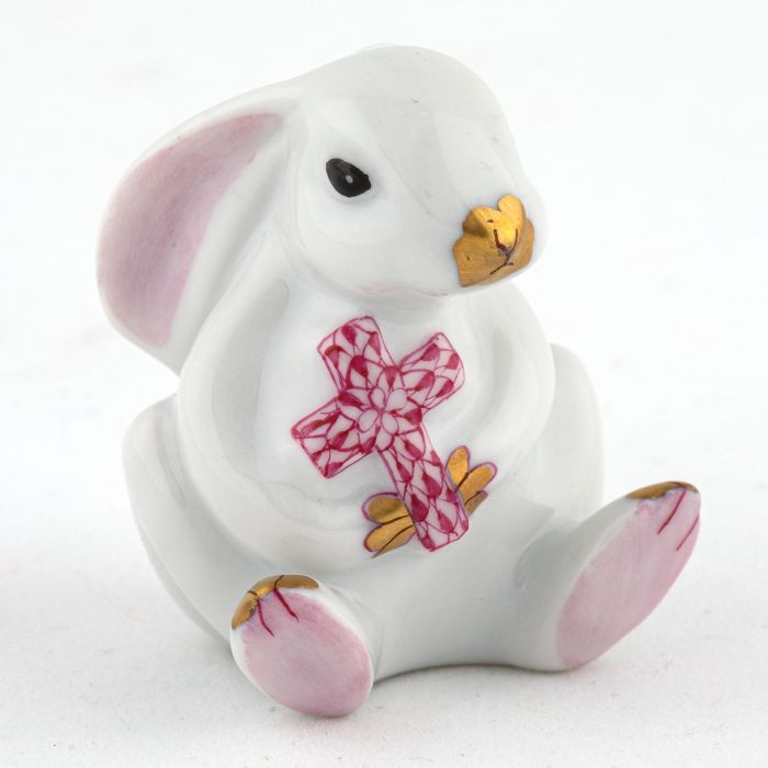 Pink Bunny with Cross Stuffed Animal - Soft Plush Toy for Kids, Easter Gift, Baby Shower Present, Nursery Decor, and Christian Themed Room Accessories