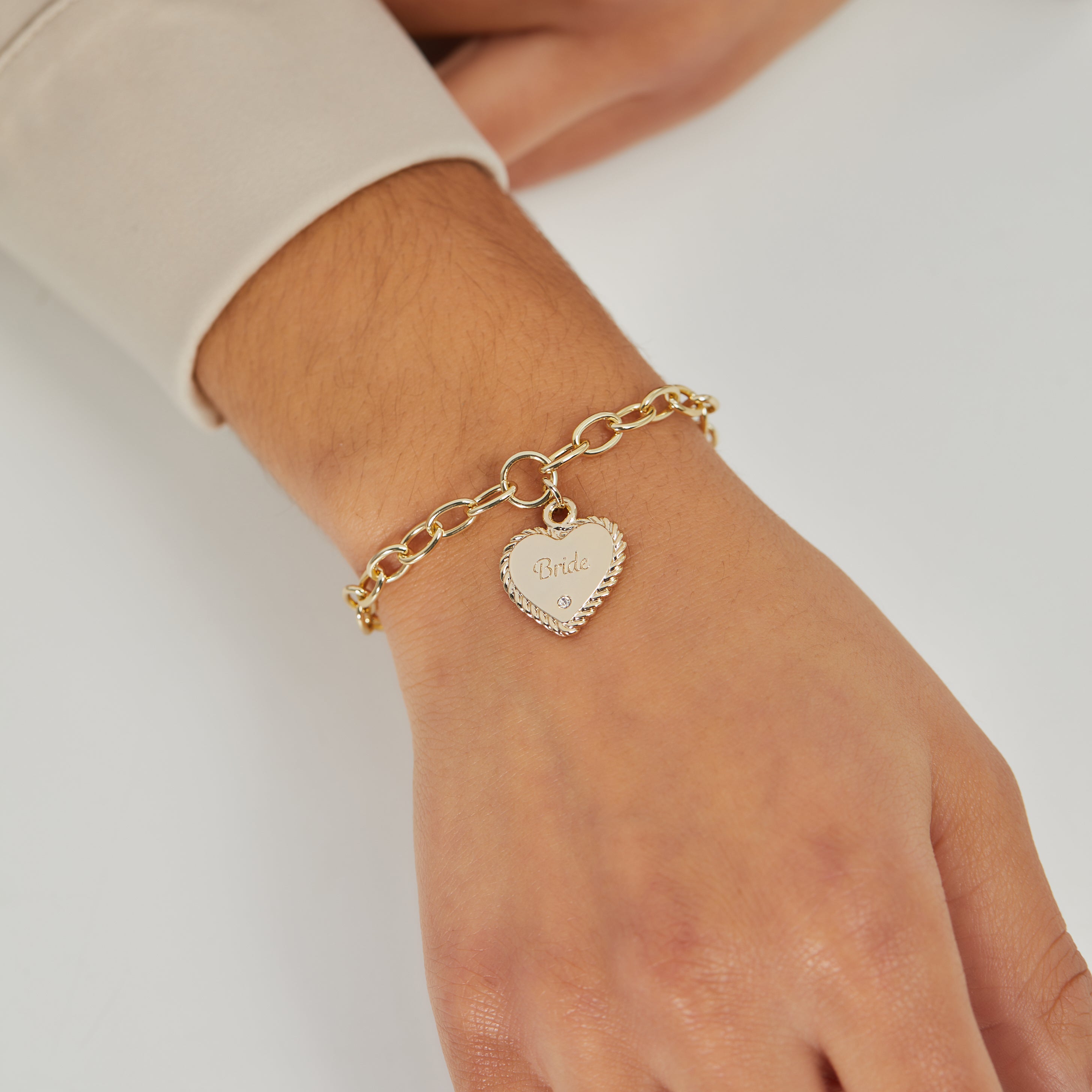 Elegant 'Bride' Heart Charm Bracelet - Adjustable Silver Jewelry for Wedding, Bridal Shower & Anniversary Gifts