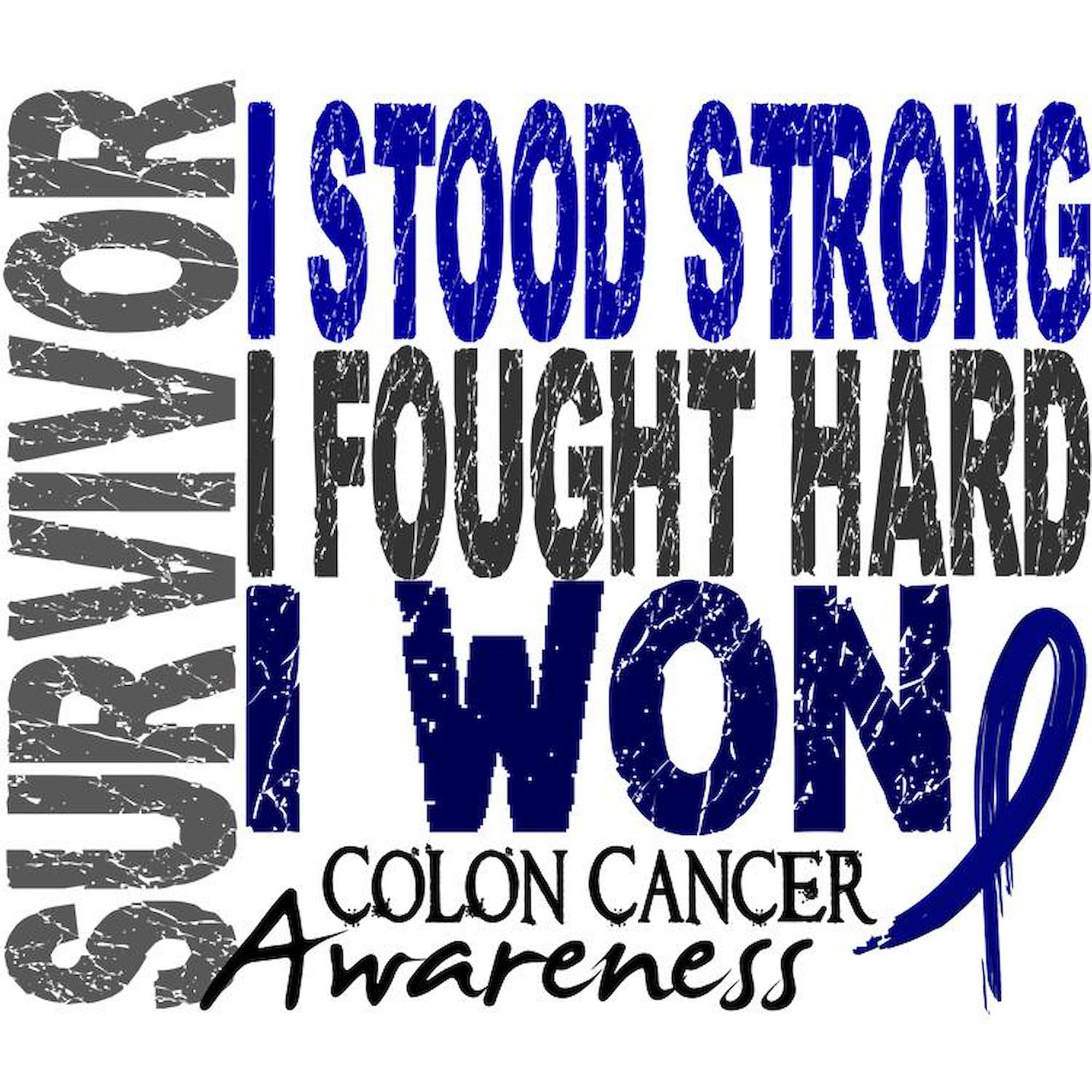 Survivor 4 Colon Cancer Awareness T-Shirt for Men - 100% Cotton White Graphic Tee - Support Cancer Fighters with Comfortable Casual Wear for Daily Use & Awareness Events