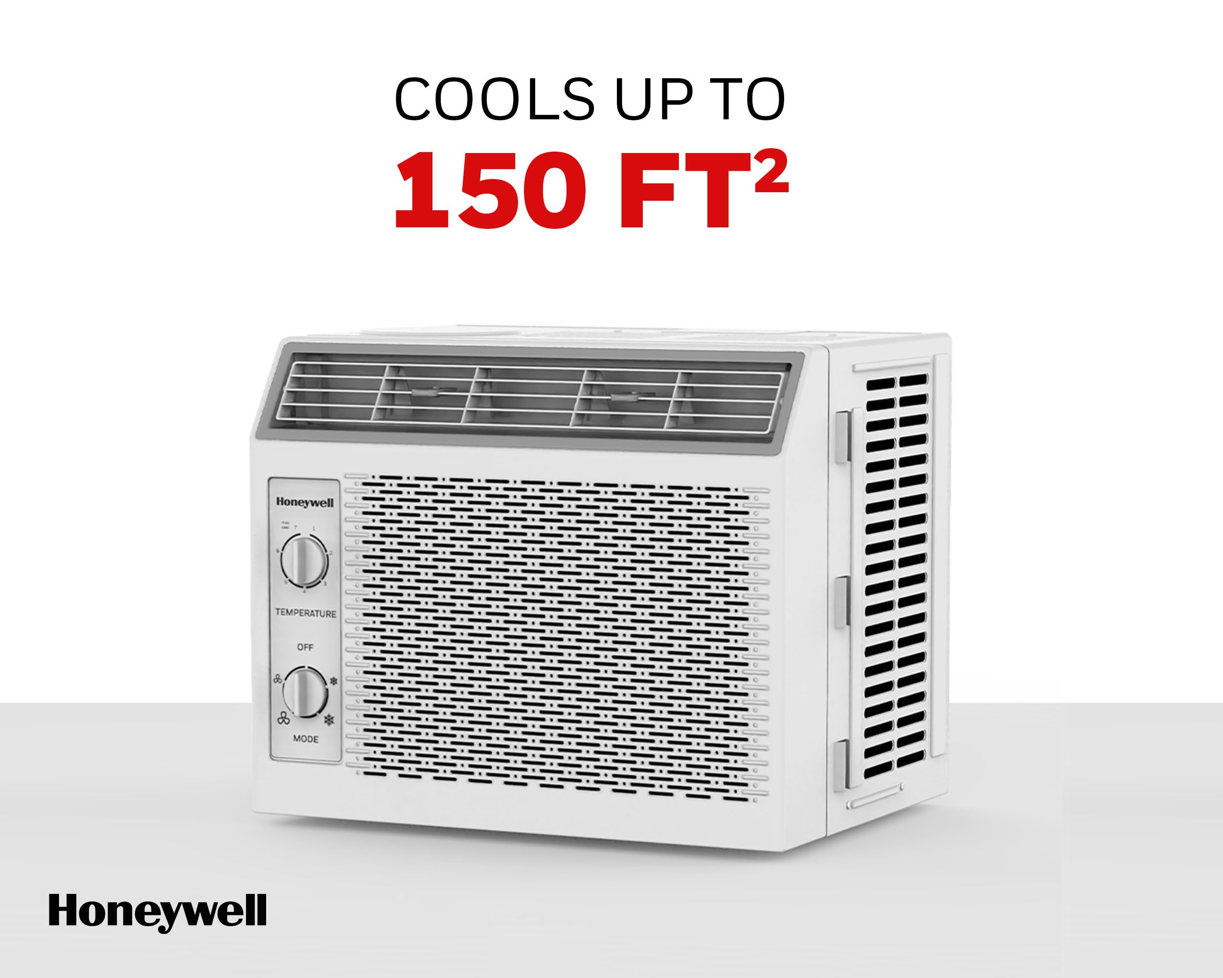 Honeywell 5,000 BTU Energy Efficient Window Air Conditioner with Adjustable Thermostat - 7 Cooling Settings, Ultra Quiet Operation for Rooms Up to 150 sq ft - Perfect for Bedrooms, Offices & Small Apartments