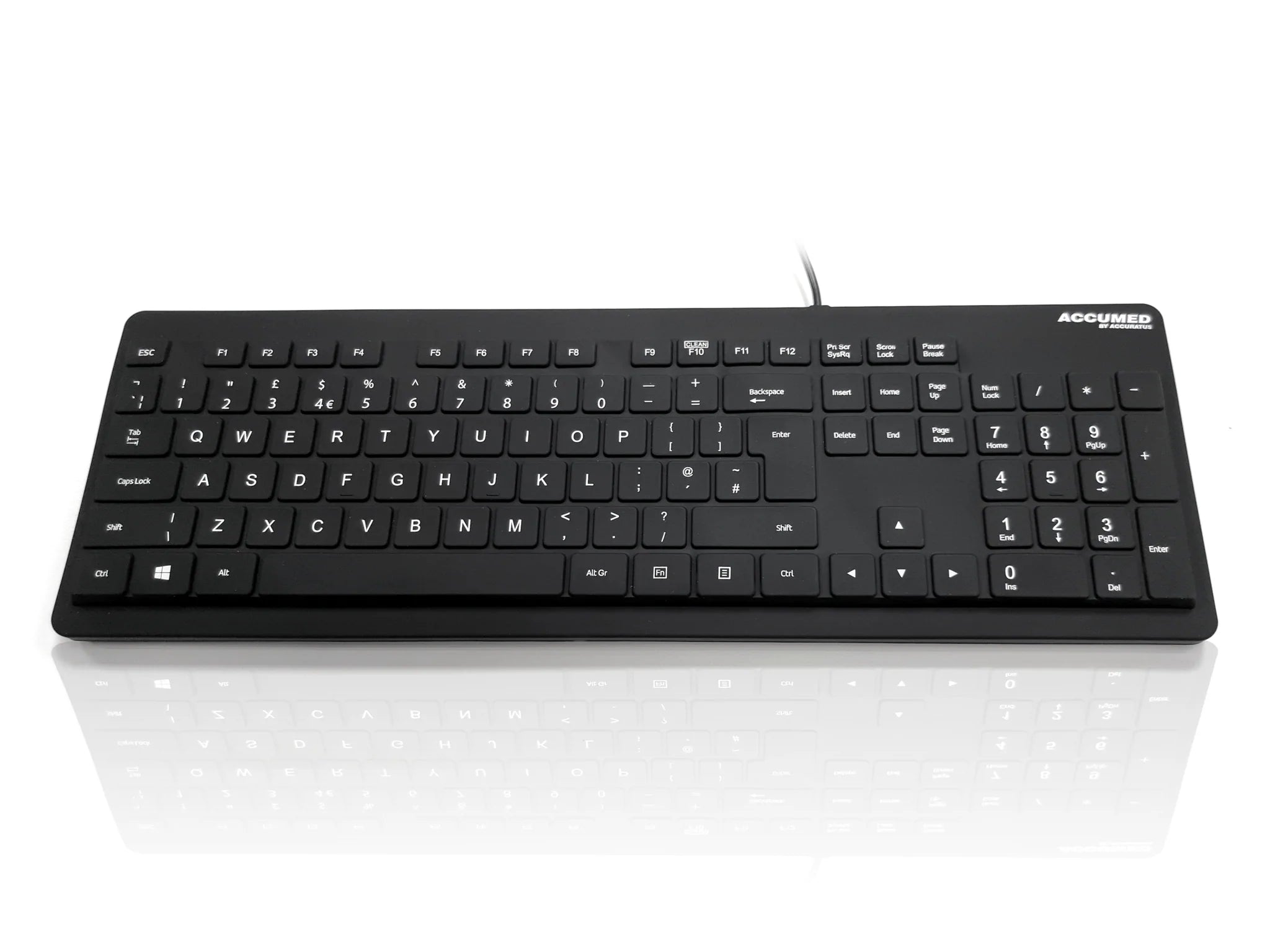 AccuMed Value 105-Key Sealed Washable IP68 Medical Keyboard - Waterproof USB Keyboard for Hospitals, Clinics & Sterile Environments