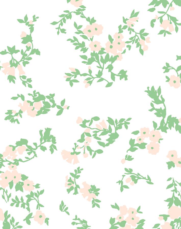 Clare V. Françoise Floral Wallpaper in Peach & Spring Green - Perfect for Bedroom, Living Room & Nursery Decor