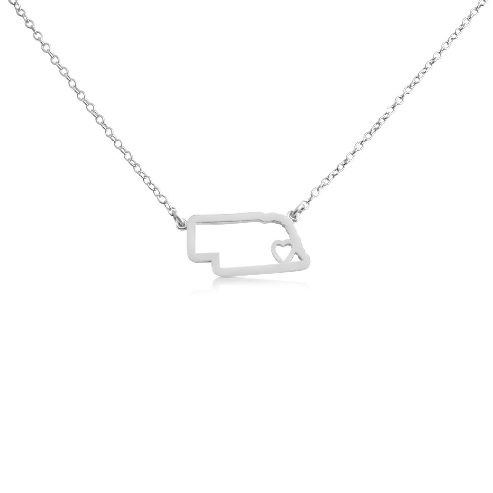 Belcho USA 925 Sterling Silver Nebraska State Necklace - 