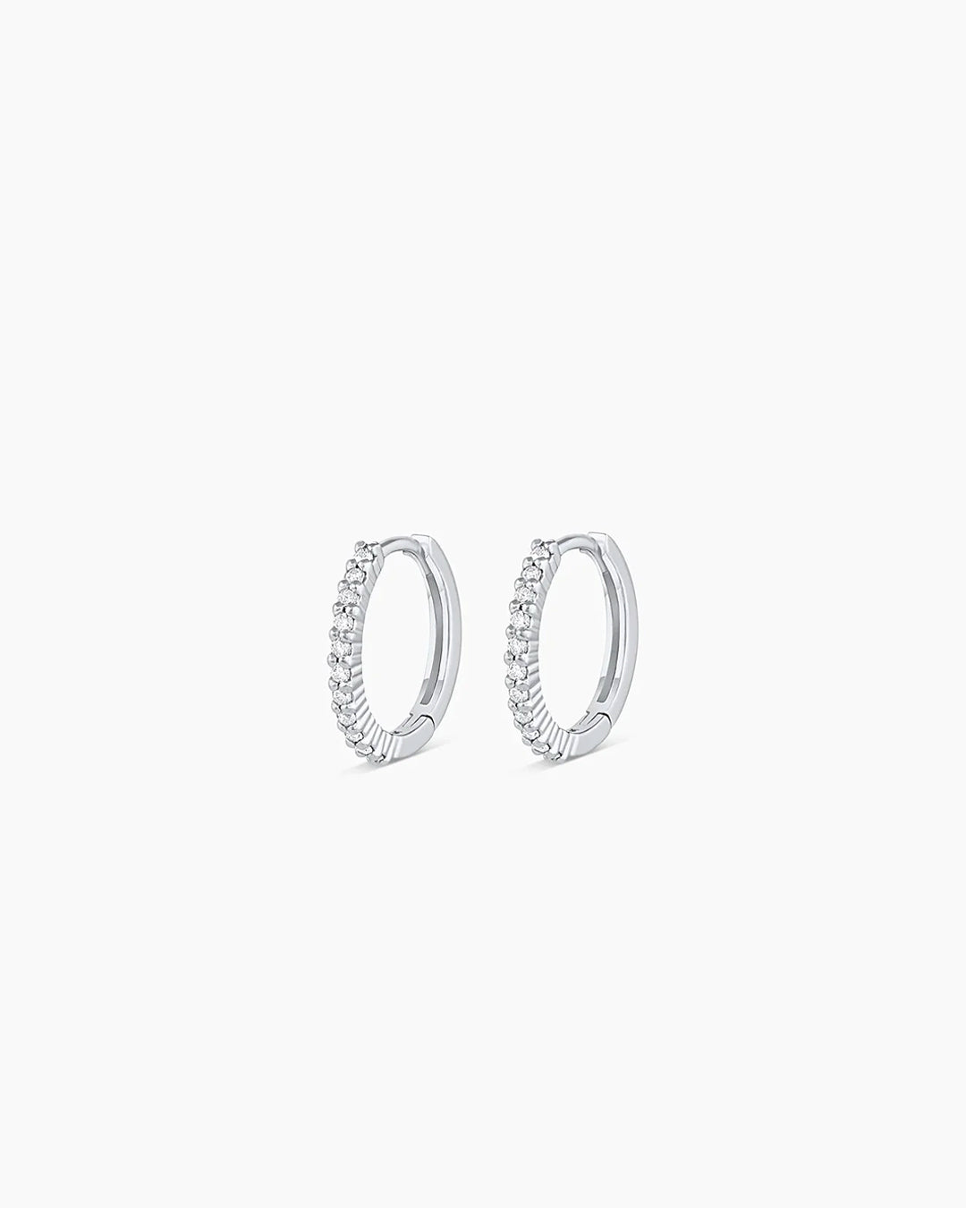 14K White Gold Diamond Pavé Huggie Hoop Earrings for Women - Elegant Everyday & Special Occasion Jewelry