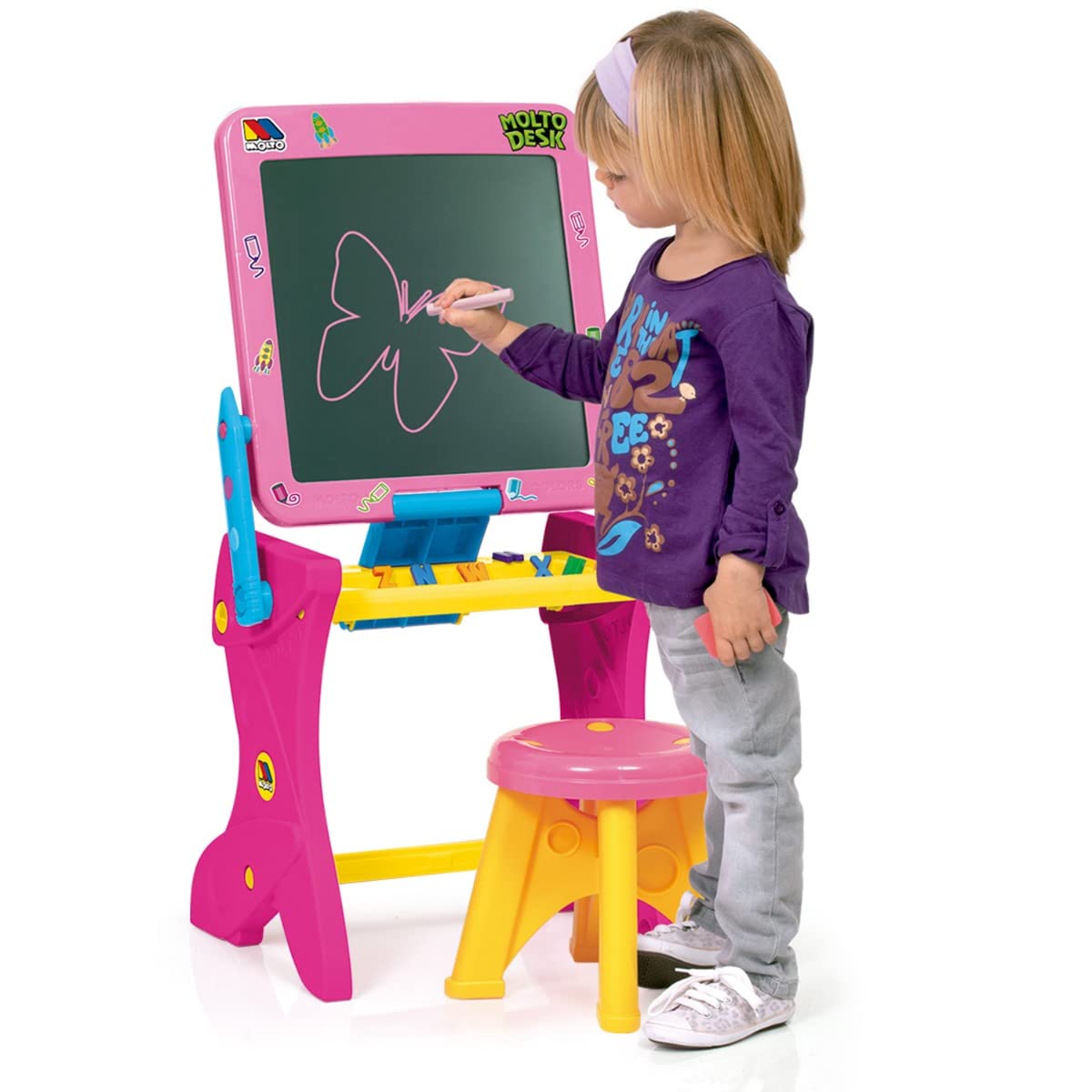 Kids Desk with Rose Design - Study Table for Children's Room, Homework & Art Activities - Modern Study Desk for Girls & Boys - Perfect for Bedroom, Playroom & Homeschooling