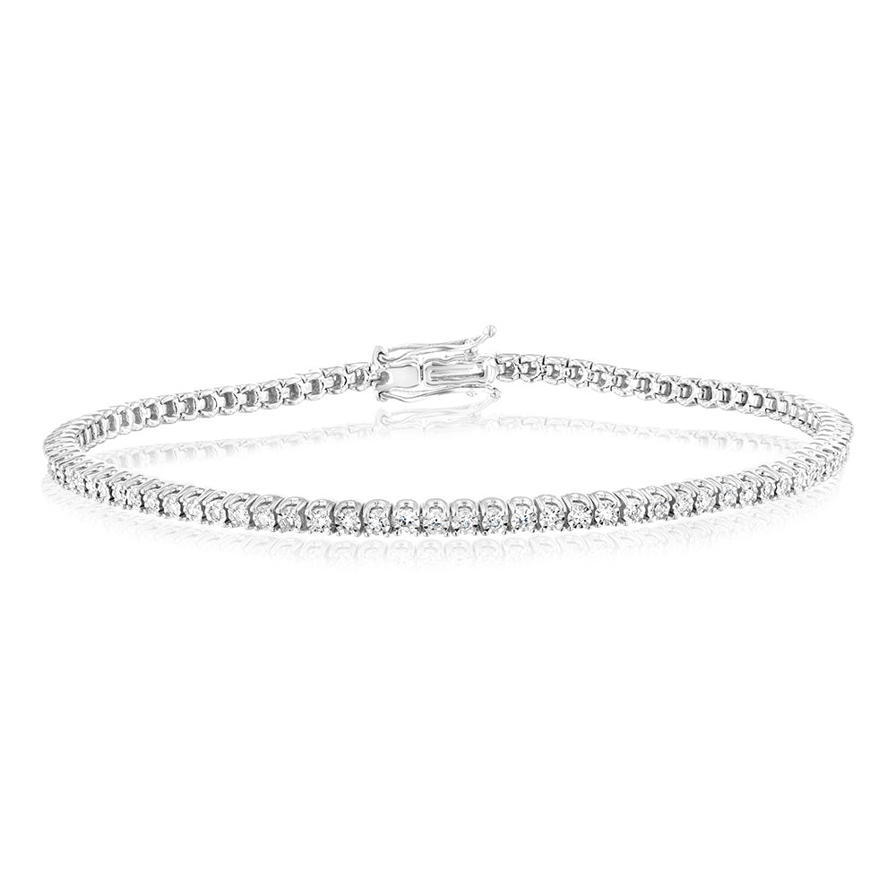 1/2 Carat Lab Grown Diamond Tennis Bracelet - 17.5cm 9K White Gold Jewelry for Women - Perfect for Weddings, Anniversaries & Special Occasions