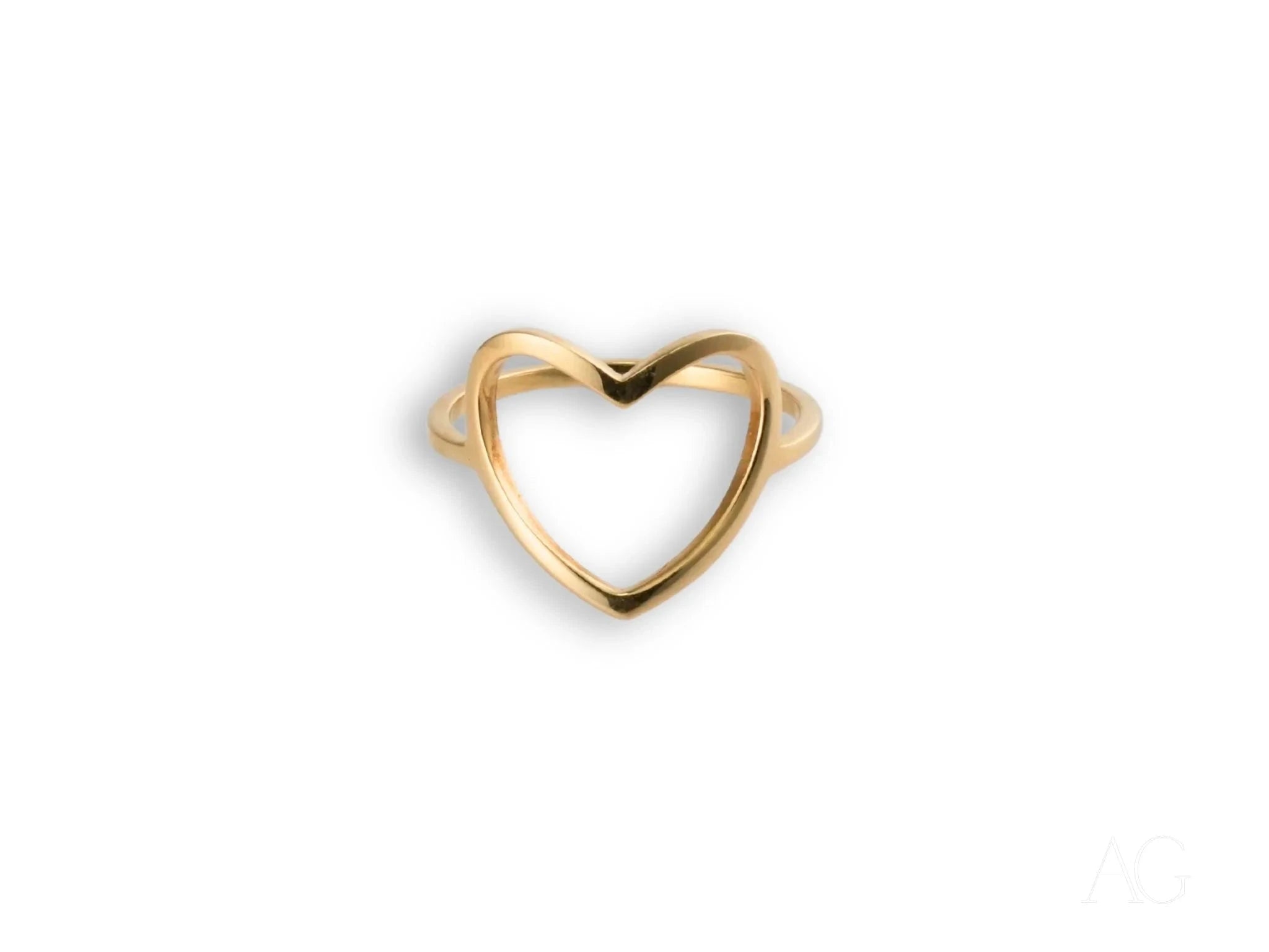 18K Gold Open Heart Ring - Elegant Golden Heart Jewelry for Women - Perfect for Valentine's Day, Anniversary & Romantic Gifts
