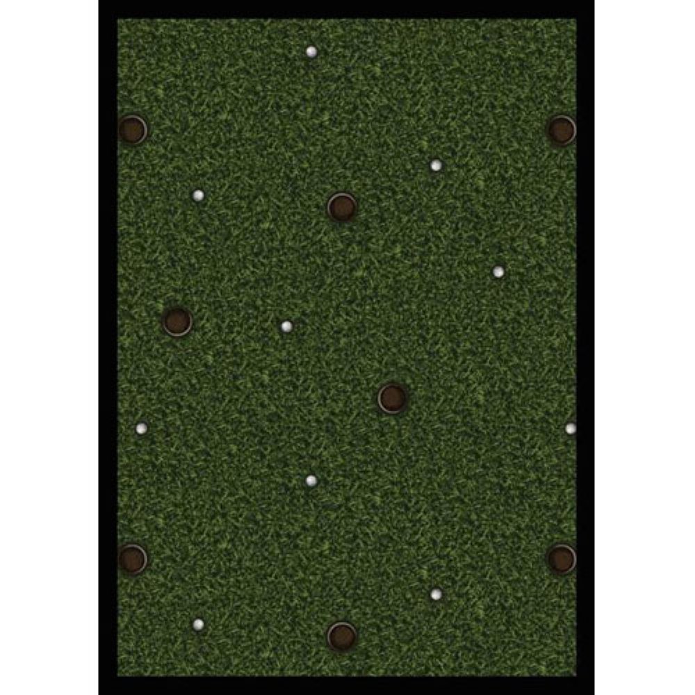 Joy Carpets Sports Fan Back Nine Area Rug - Multicolor Golf Themed Rug for Living Room, Bedroom & Game Room Decor | Non-Slip Soft Carpet for Home & Office