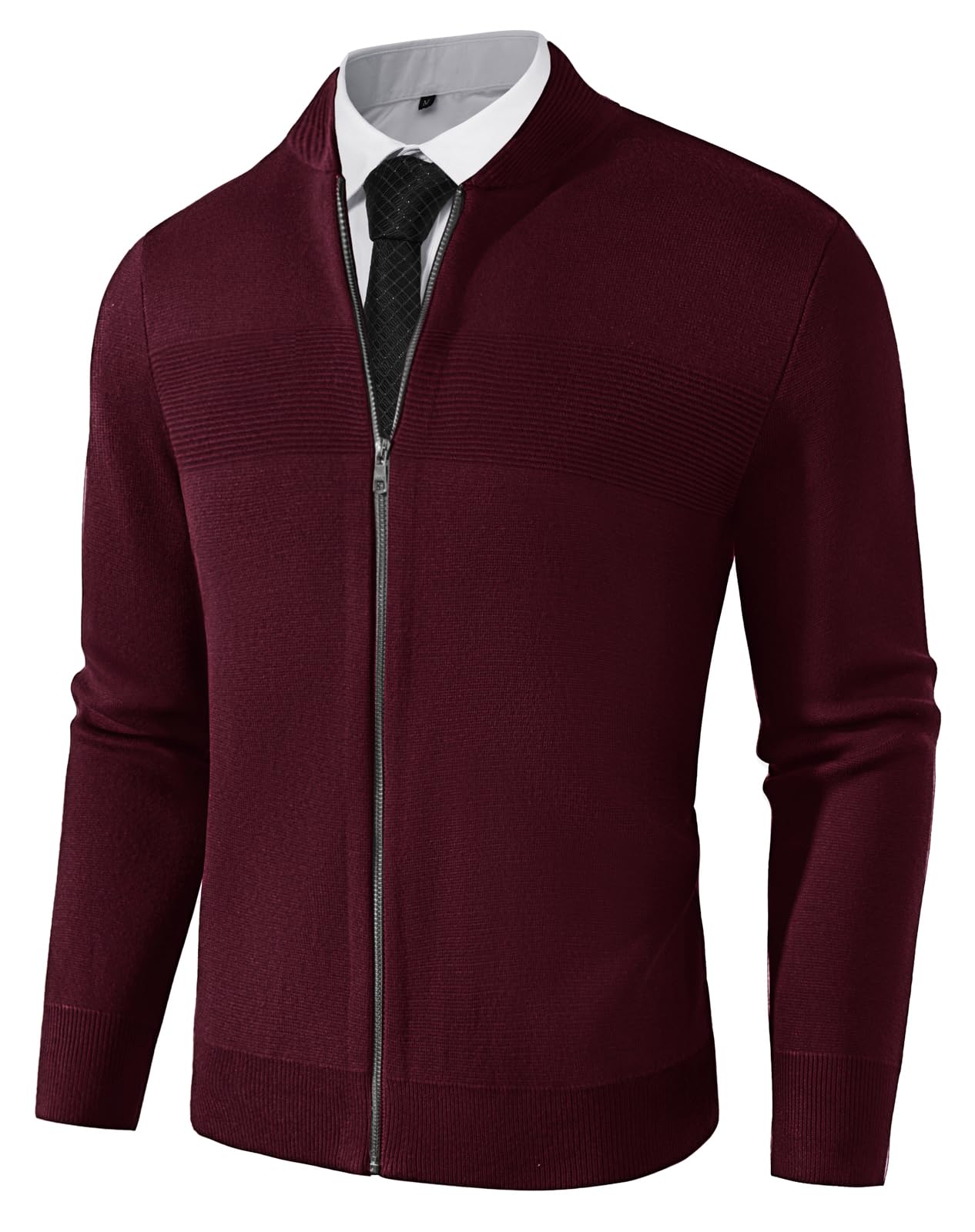 PJ PAUL JONES Men's Full Zip Cardigan Sweater - Stand Collar Regular Fit Knit Pullover for Casual Wear & Office Outfits