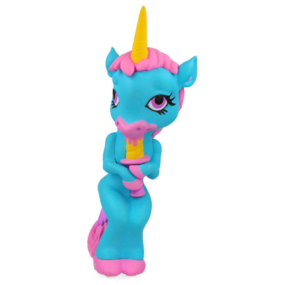 Ron English Forlorn Unicorn Blue Vinyl Art Toy - Collectible Pop Surrealism Figure for Home Decor & Art Display