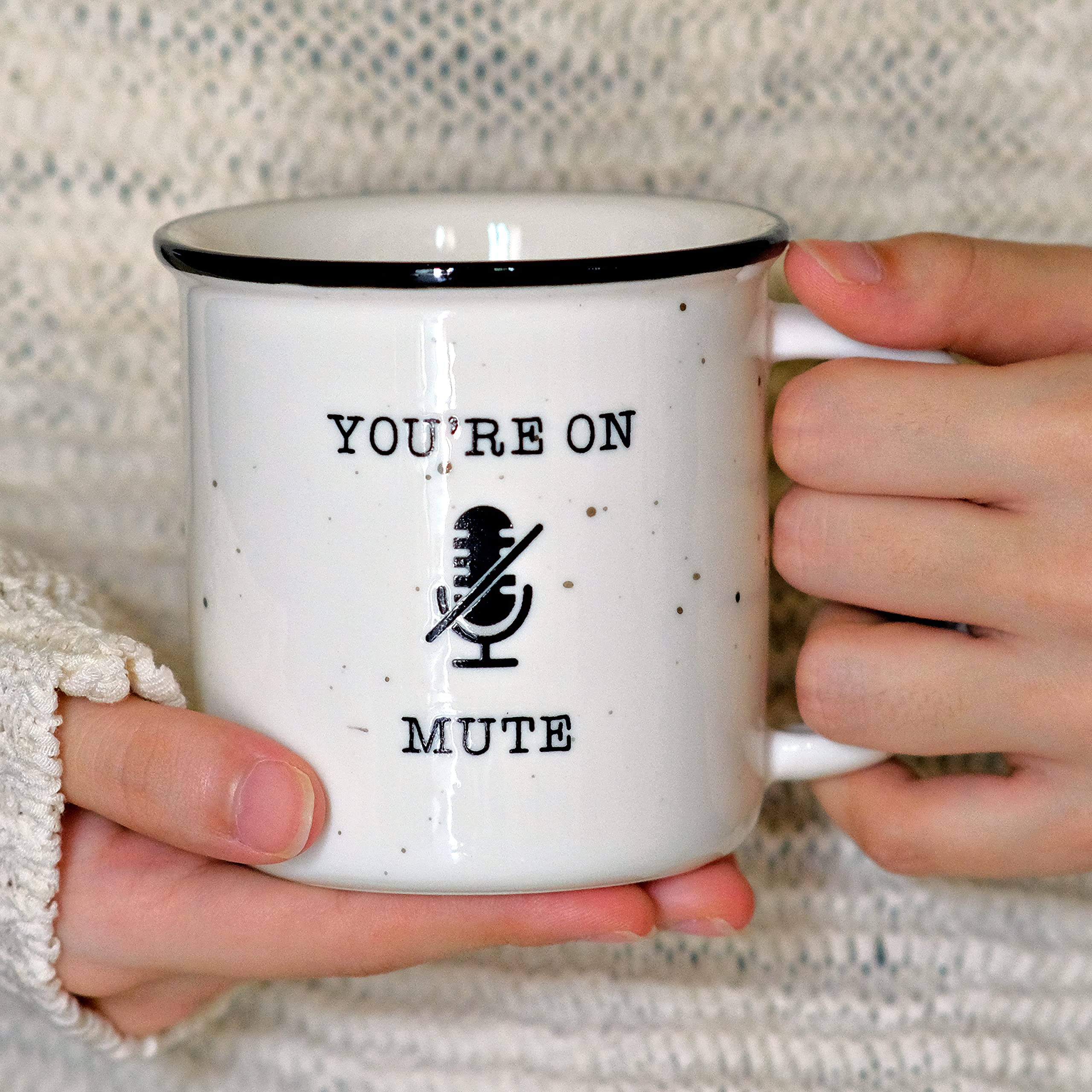 Funny 'You're On Mute' 11oz Ceramic Coffee Mug - Farmhouse Style Gift with Humorous Quote, Microwave Safe - Perfect for Teachers Day, Office Gifts & Virtual Meeting Humor