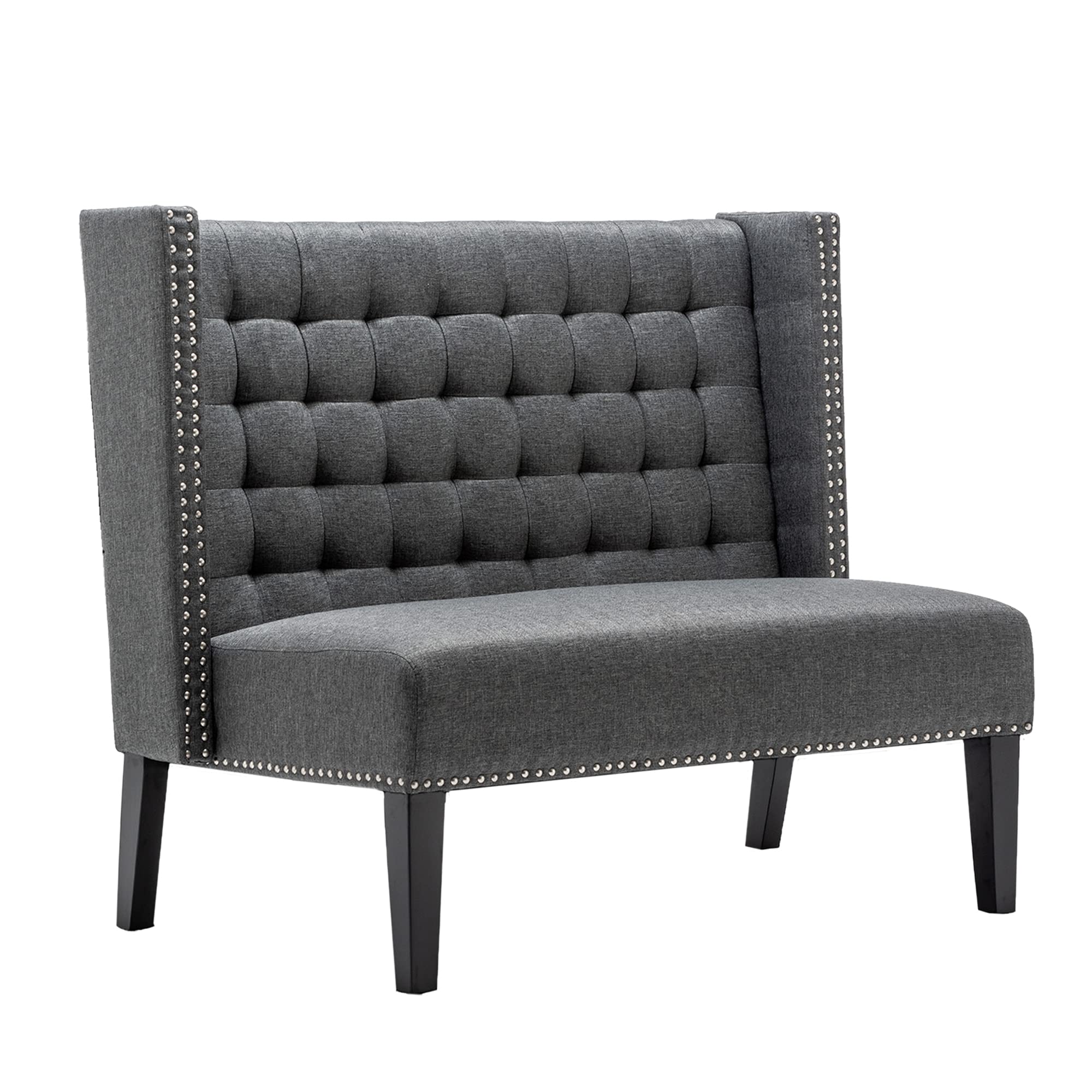 Andeworld Modern Loveseat Settee Bench Sofa - Upholstered Banquette with Backrest for Dining Room, Living Room, Hallway or Entryway - Slate Gray - Perfect for Small Space Seating and Cozy Home Decor