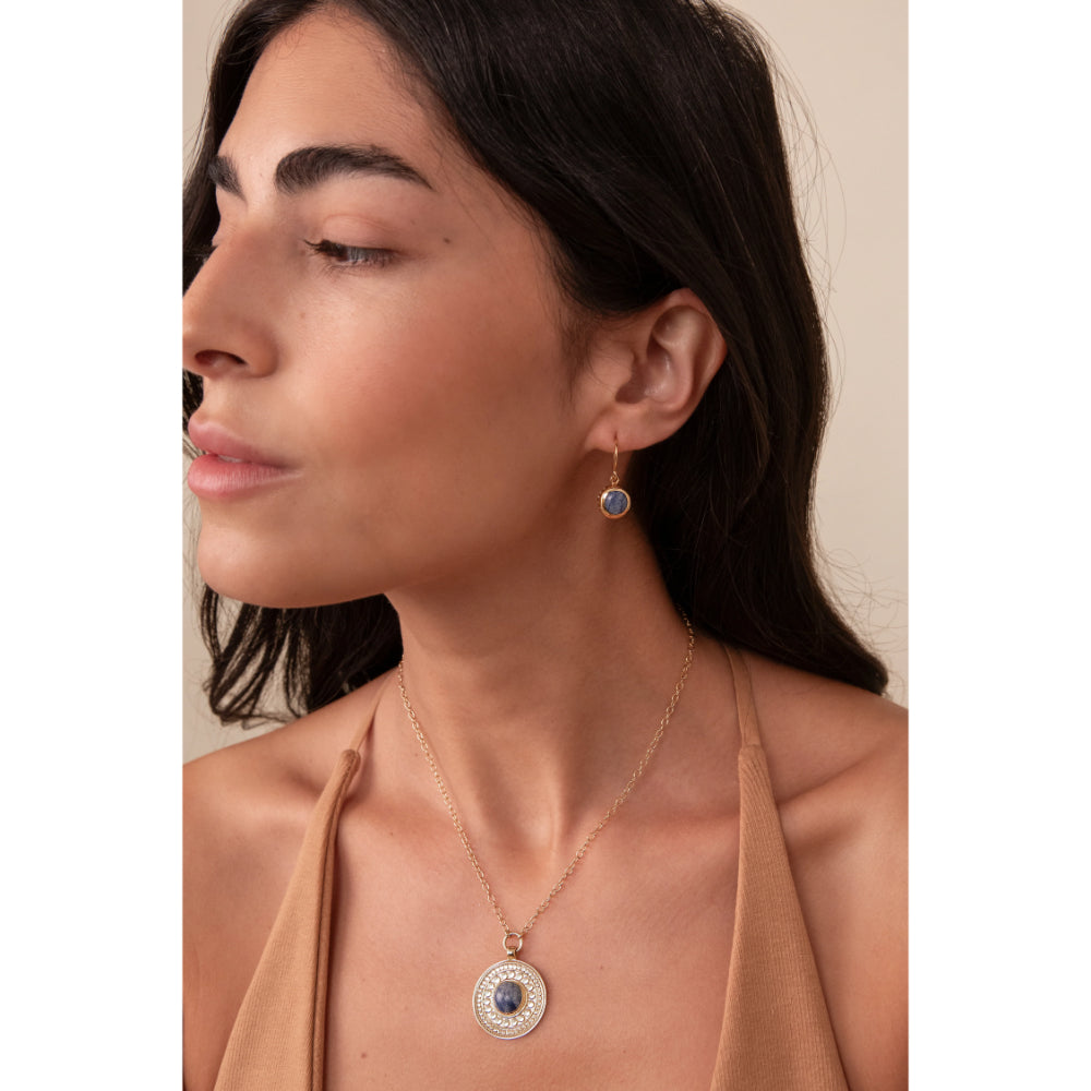 Anna Beck Dotted Dumortierite Pendant Necklace - Elegant Blue Stone Jewelry for Women, Sterling Silver Chain, Gift for Her | Perfect for Weddings, Parties & Everyday Wear