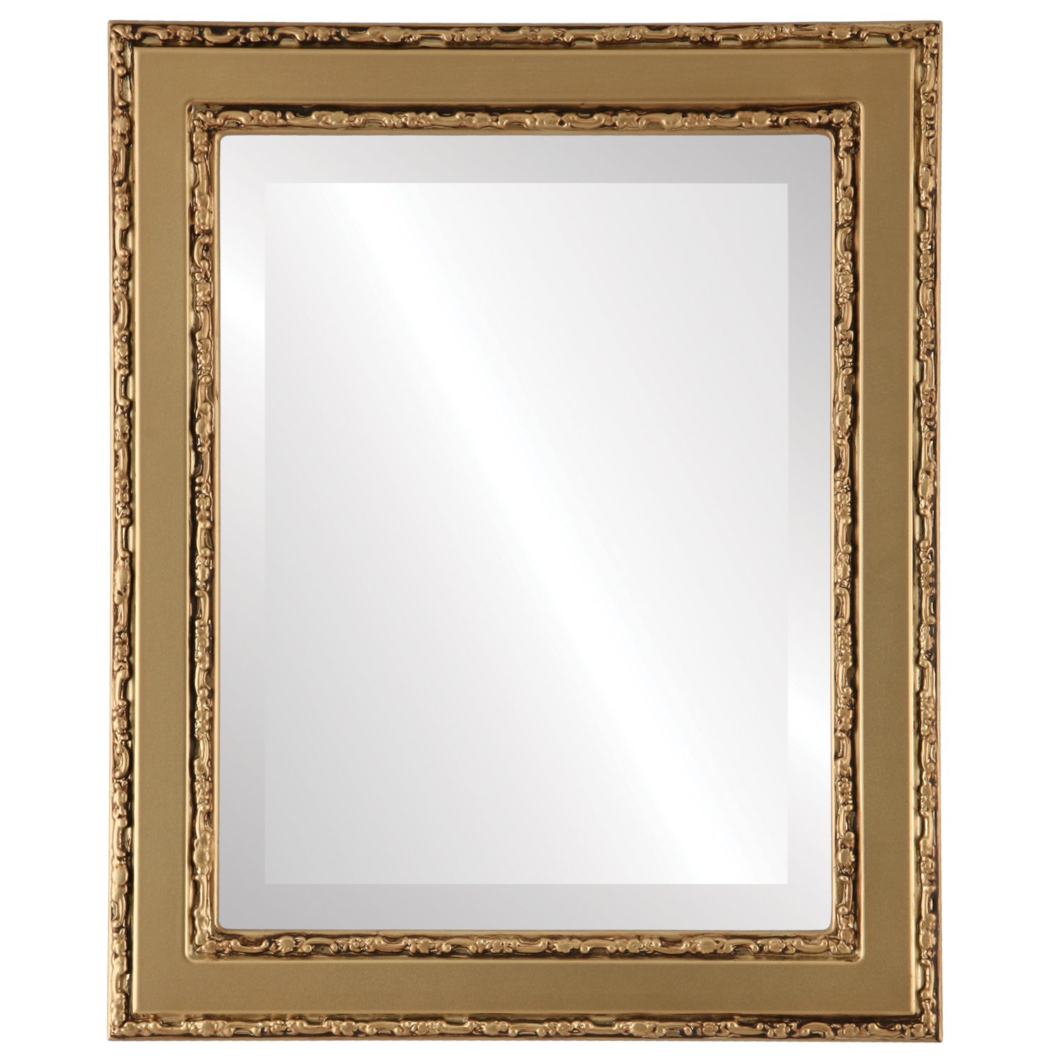 Monticello Style Gold Rectangle Beveled Wall Mirror - 28x34 Inches - Elegant Home Decor for Living Room, Bedroom & Entryway