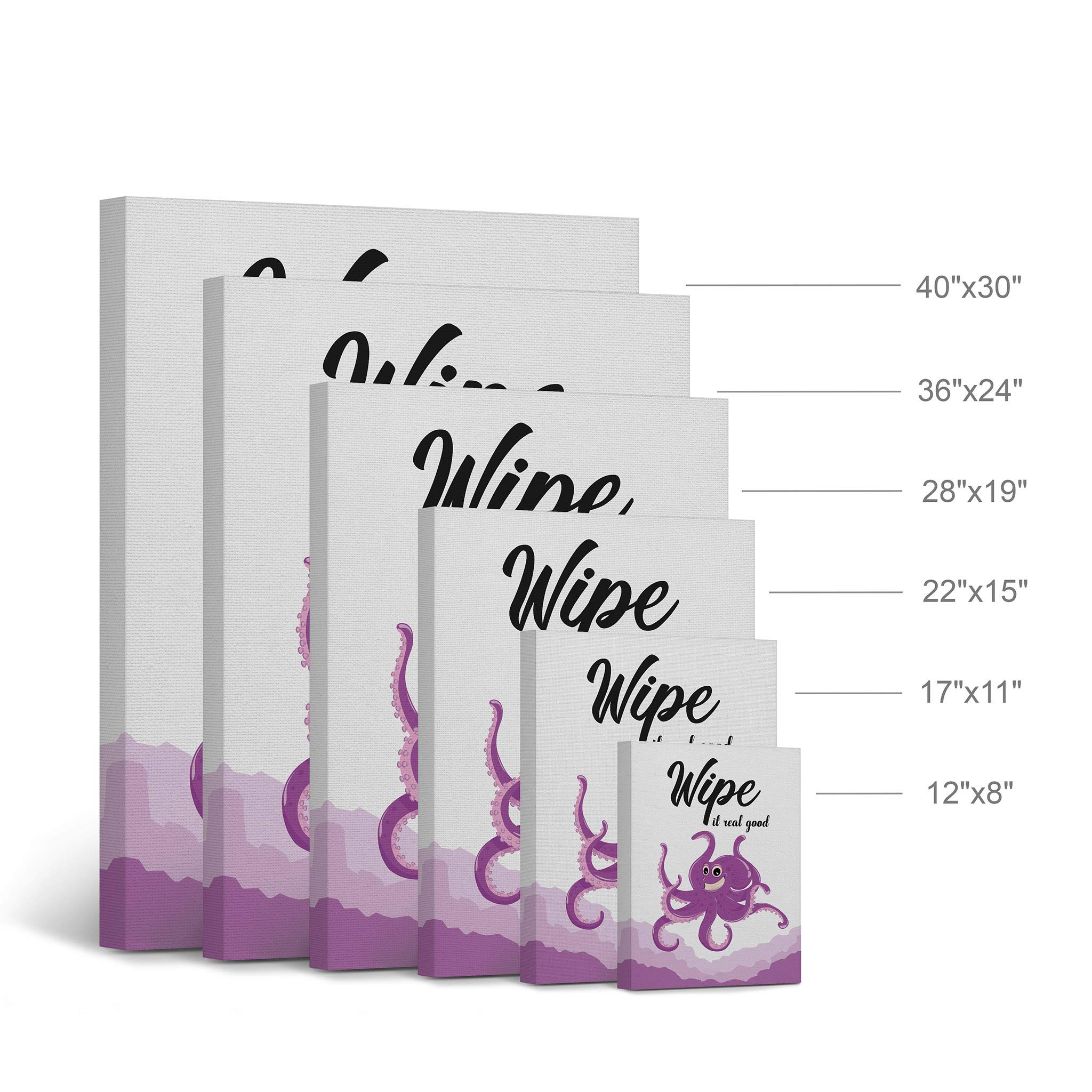 Smile Art Design 'Wipe It Real Good' Funny Quote Canvas Print - Bathroom Wall Decor, Nursery Wall Art, Home Decoration (40x30 Inches, Ready to Hang, Made in USA) - Perfect for Kids' Bathrooms, Playrooms & Humorous Home Décor