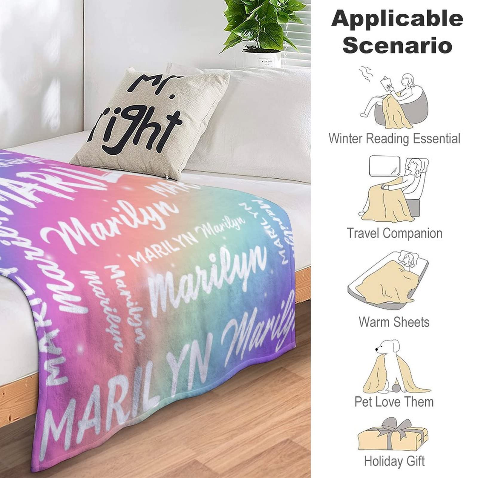 Personalized Baby Blankets for Boys & Girls - Custom Name Throw Blankets for Kids & Adults - 30
