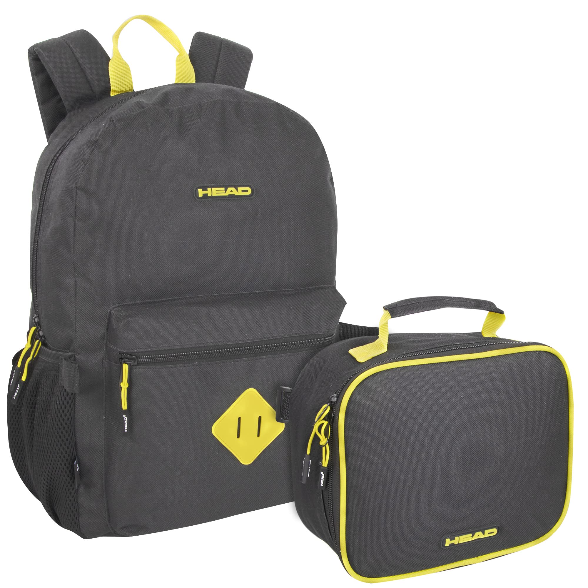HEAD Men's & Boys' Sports Backpack with Detachable Lunch Box - Lightweight Student Athlete Backpack for School, Gym & Travel (Black & Yellow) - Perfect for Sports Practice, College Campus & Daily Commute