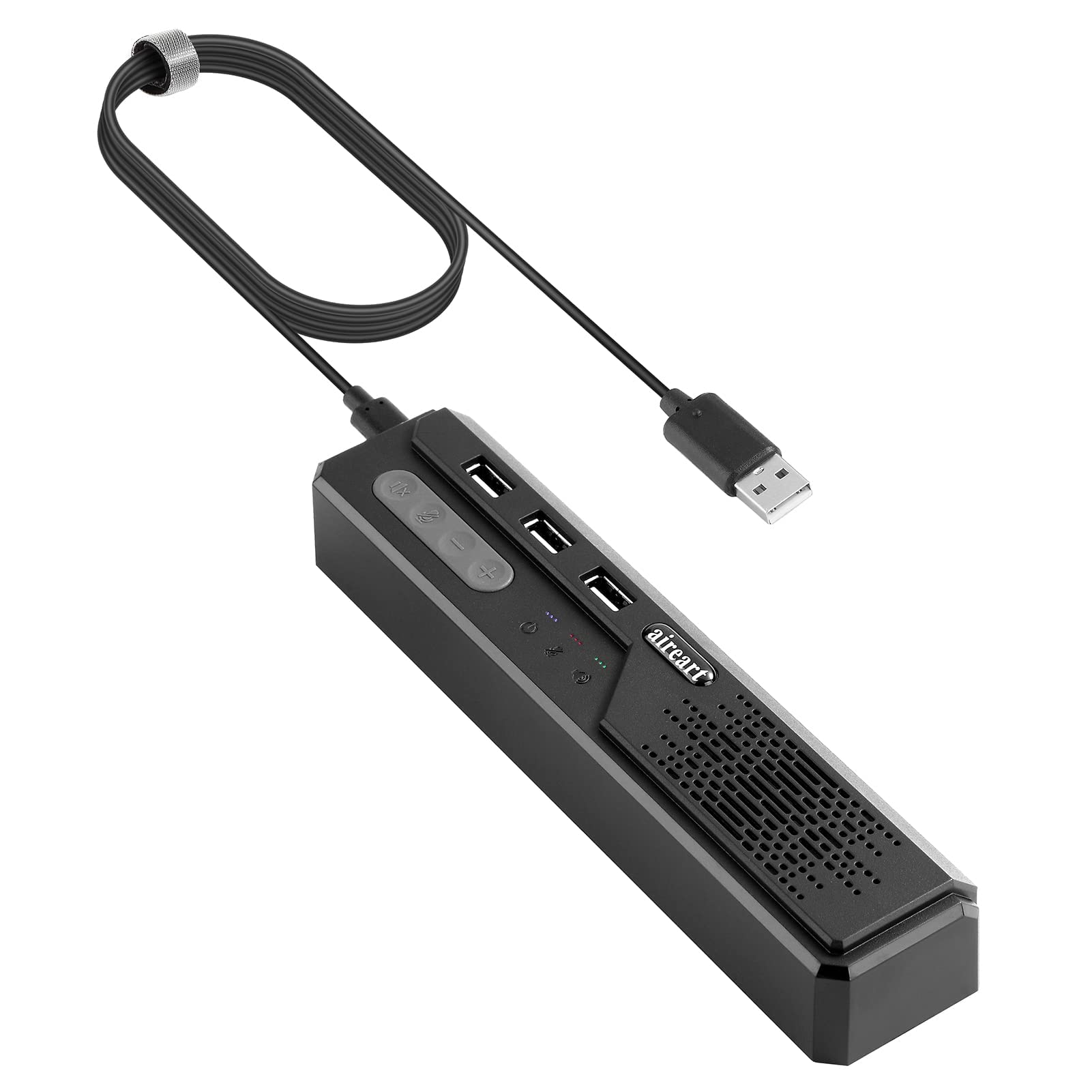 Y2106 USB Powered Computer Speaker with Microphone, USB-Hub, 3.5mm Headphone Jack, Wired Sound Bar for Teams, Zoom Meetings, Online Study, and Home Office