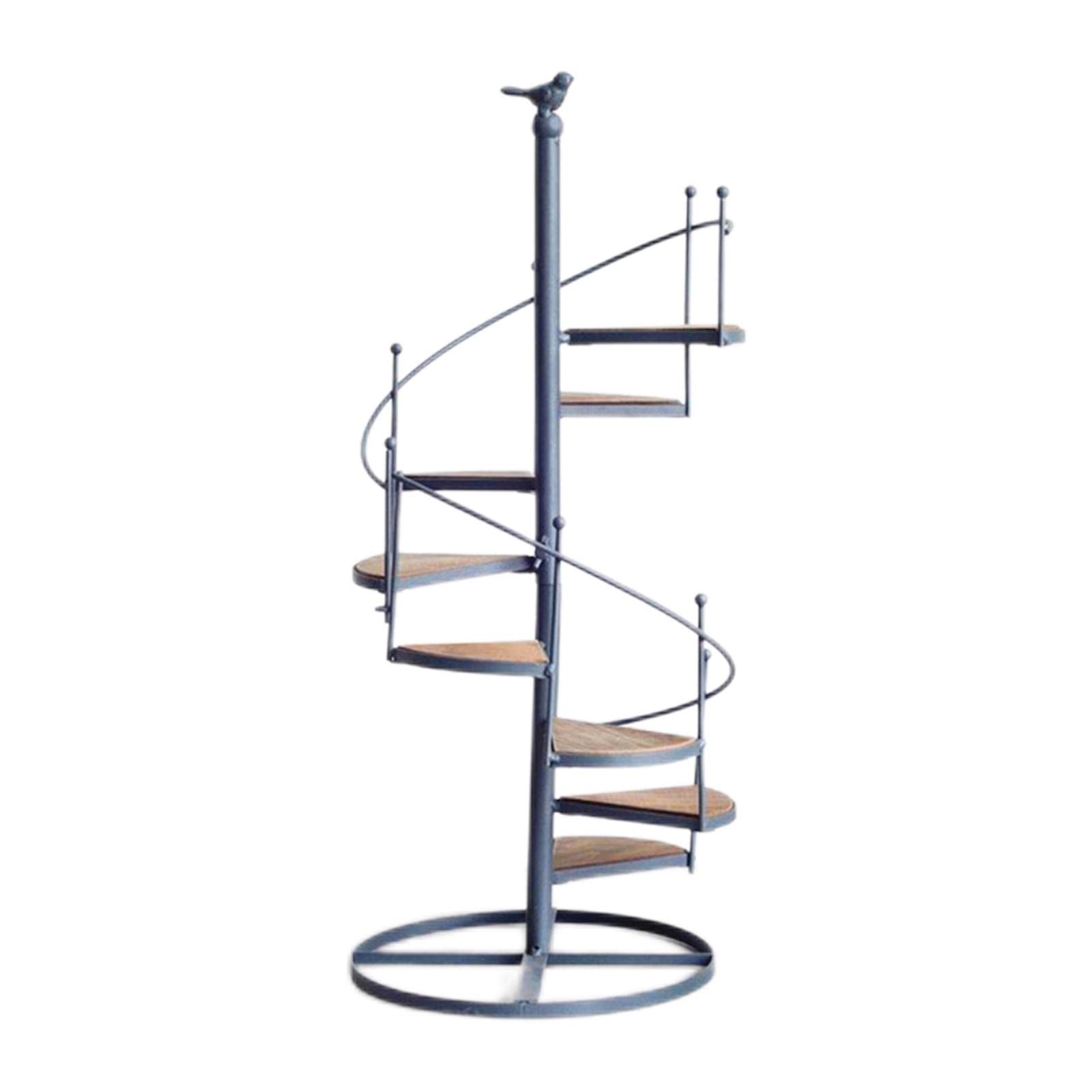 B Baosity Spiral Staircase Plant Stand - 3 Tier Wrought Iron Flower Pot Holder Shelf for Indoor Outdoor Garden, Balcony, Patio Decor | Space Saving Vertical Planter Organizer for Succulents, Herbs & Small Plants