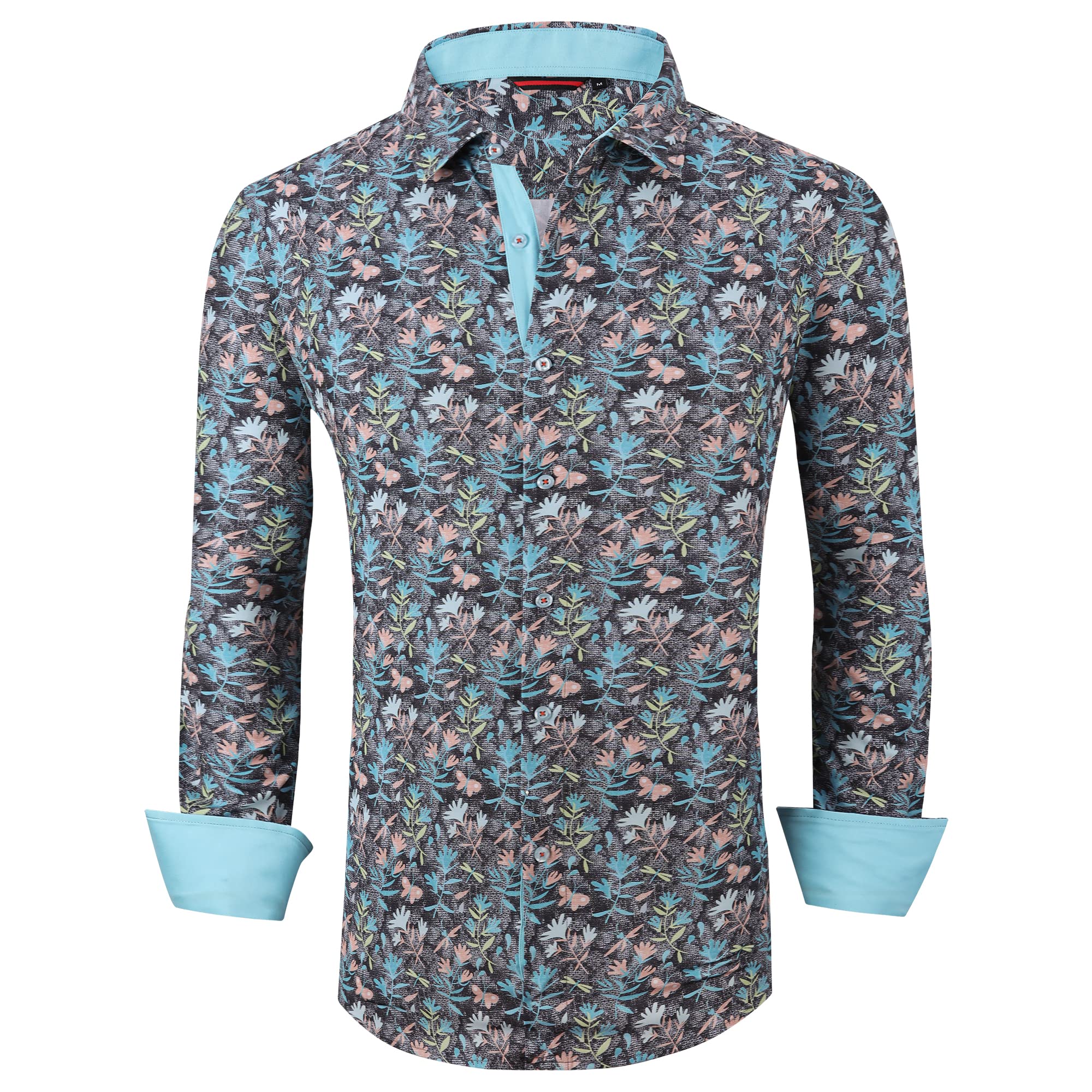 WARHORSEE Men's Dress Shirts - Long Sleeve Regular Fit Printed Button Down Shirts for Office, Business & Formal Occasions | Comfortable & Stylish Work Attire