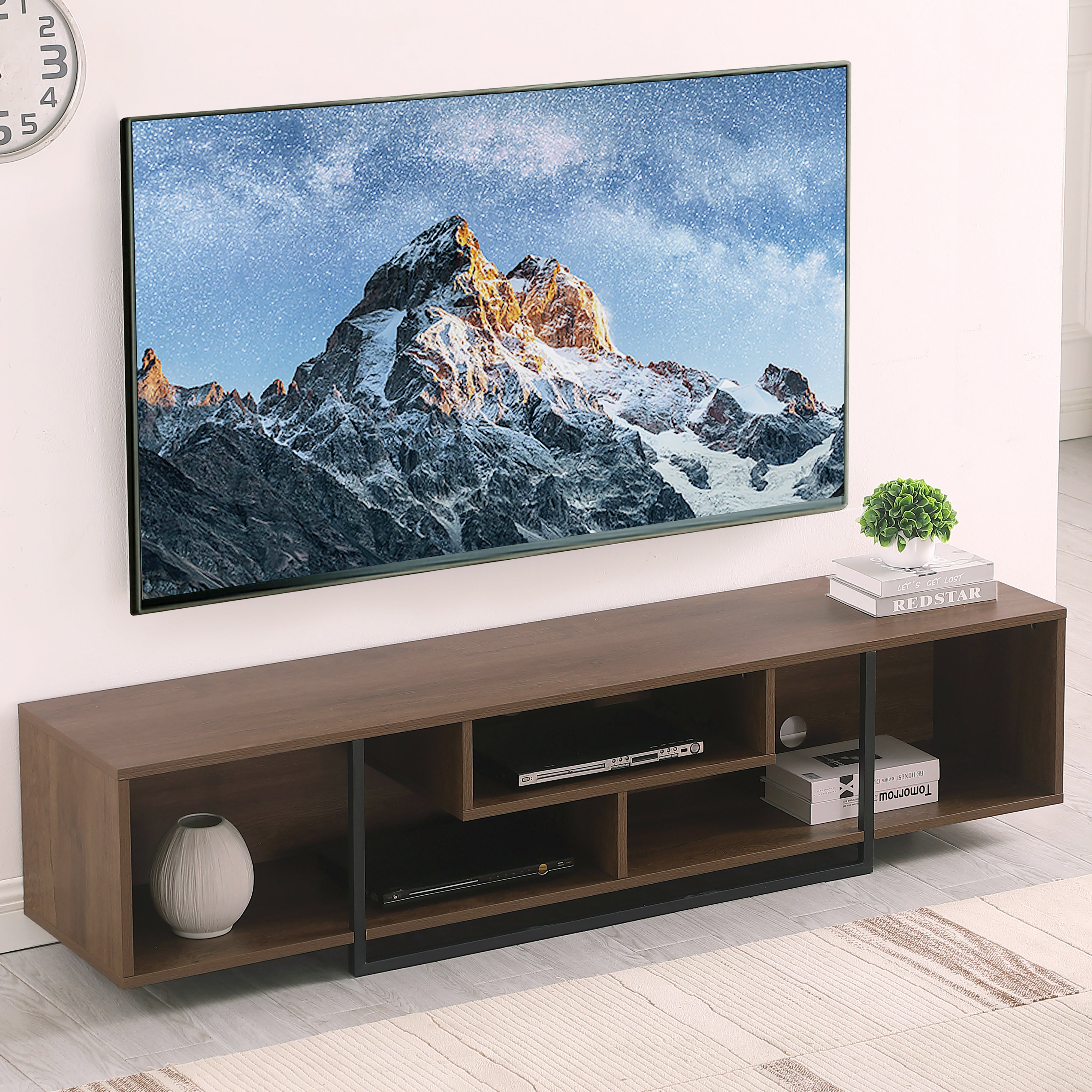 Tauris™ Vader 1800 Dark Oak Open Style Entertainment Unit TV Cabinet - Modern Media Console for Living Room Home Theater Setup
