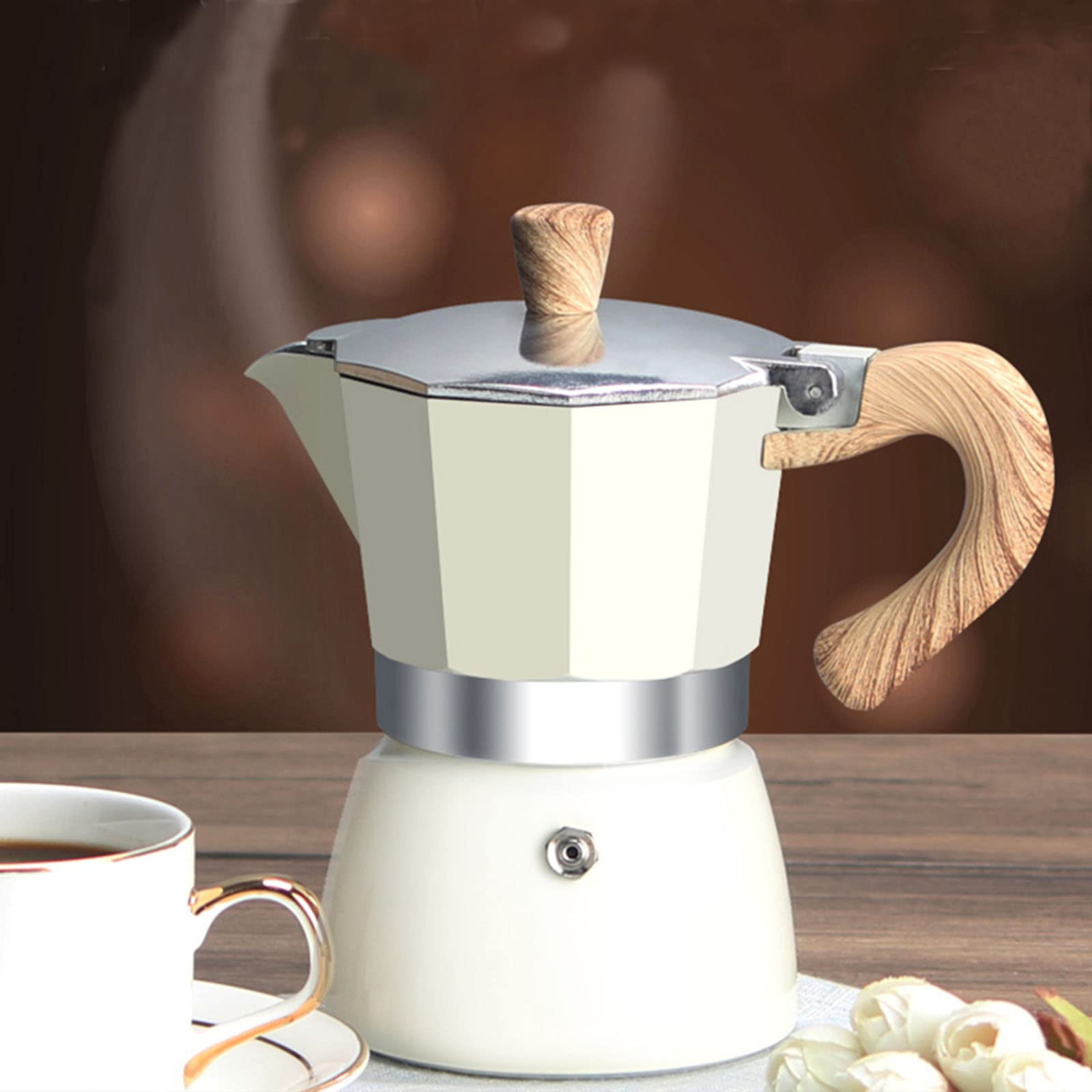 Premium Moka Pot - 3 Cup Stovetop Espresso Maker | Italian Coffee Brewer for Home, Camping & Travel | Perfect for Espresso, Cappuccino & Latte | Durable Aluminum Percolator for Gas & Electric Stoves