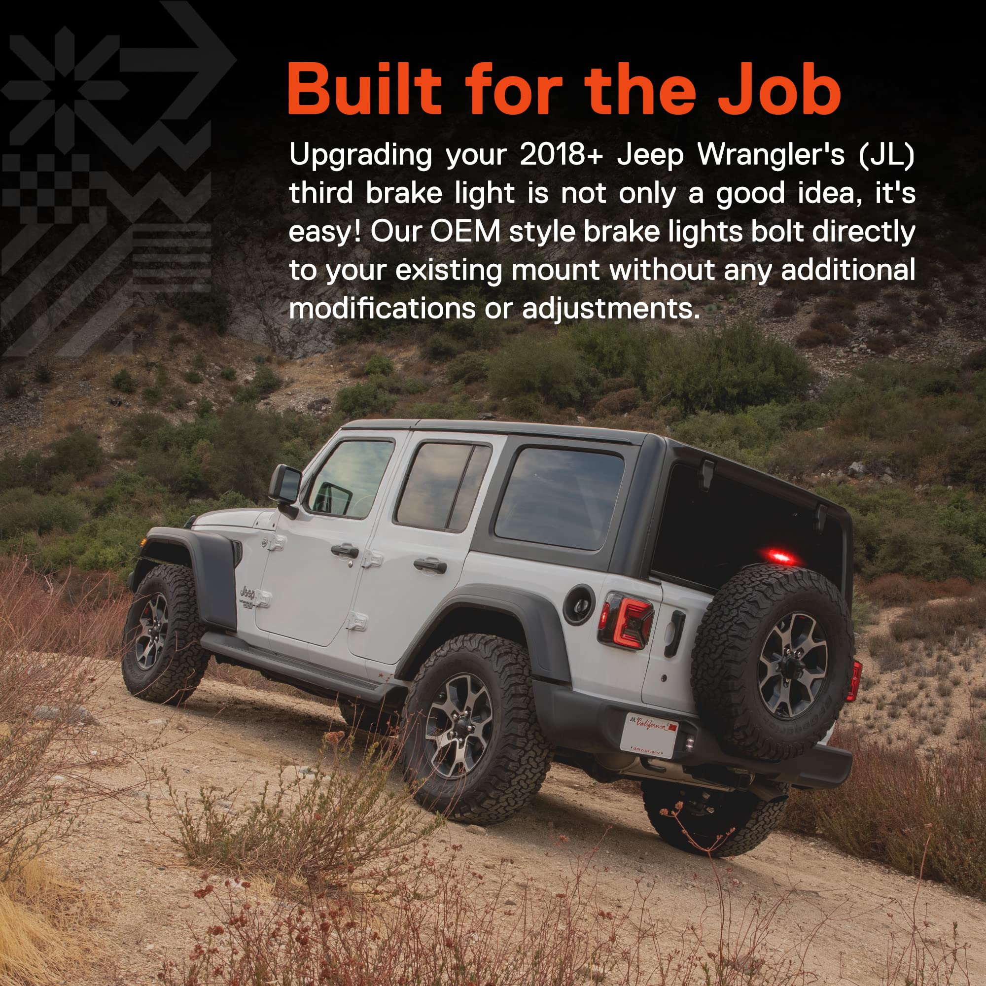 TRUE MODS LED Third Brake Light Replacement for Jeep Wrangler JL 2018+ | Smoked Lens, Plug-n-Play, IP67 Waterproof, Diffused LED | Compatible with Jeep Wrangler JL Accessories | Perfect for Off-Roading & Night Driving