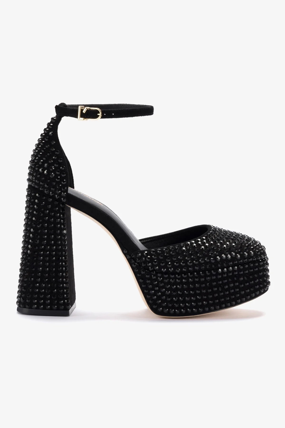 Ari Crystal Pump Monochrome Black Suede - Elegant High Heels for Women, Perfect for Evening Parties, Weddings & Formal Events