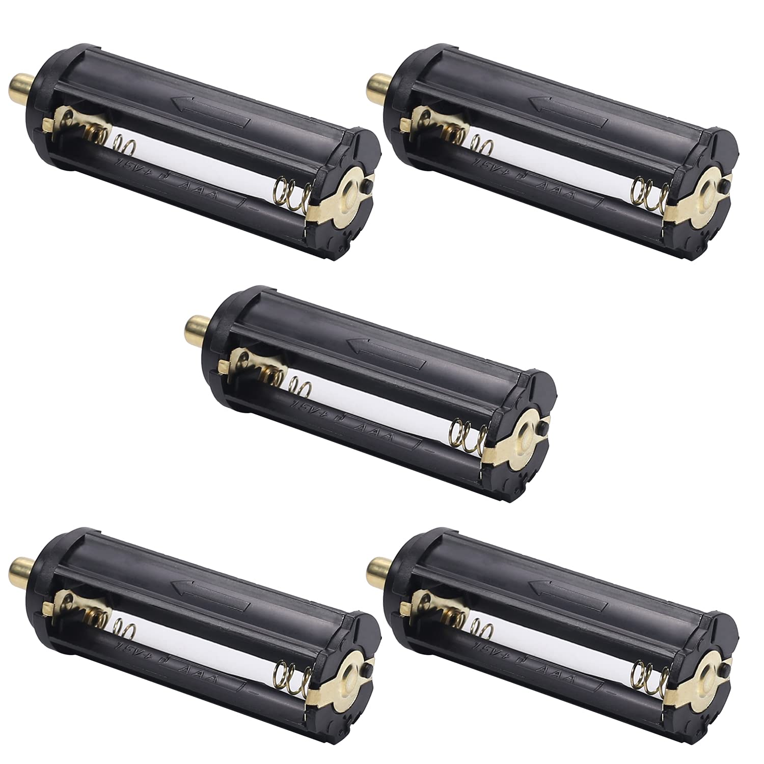 Fielect 5Pcs AAA Battery Holder Case - Black Cylindrical Storage Adapter for AAA Batteries | Organize & Protect Batteries for Flashlights, Torches, Toys & Electronics