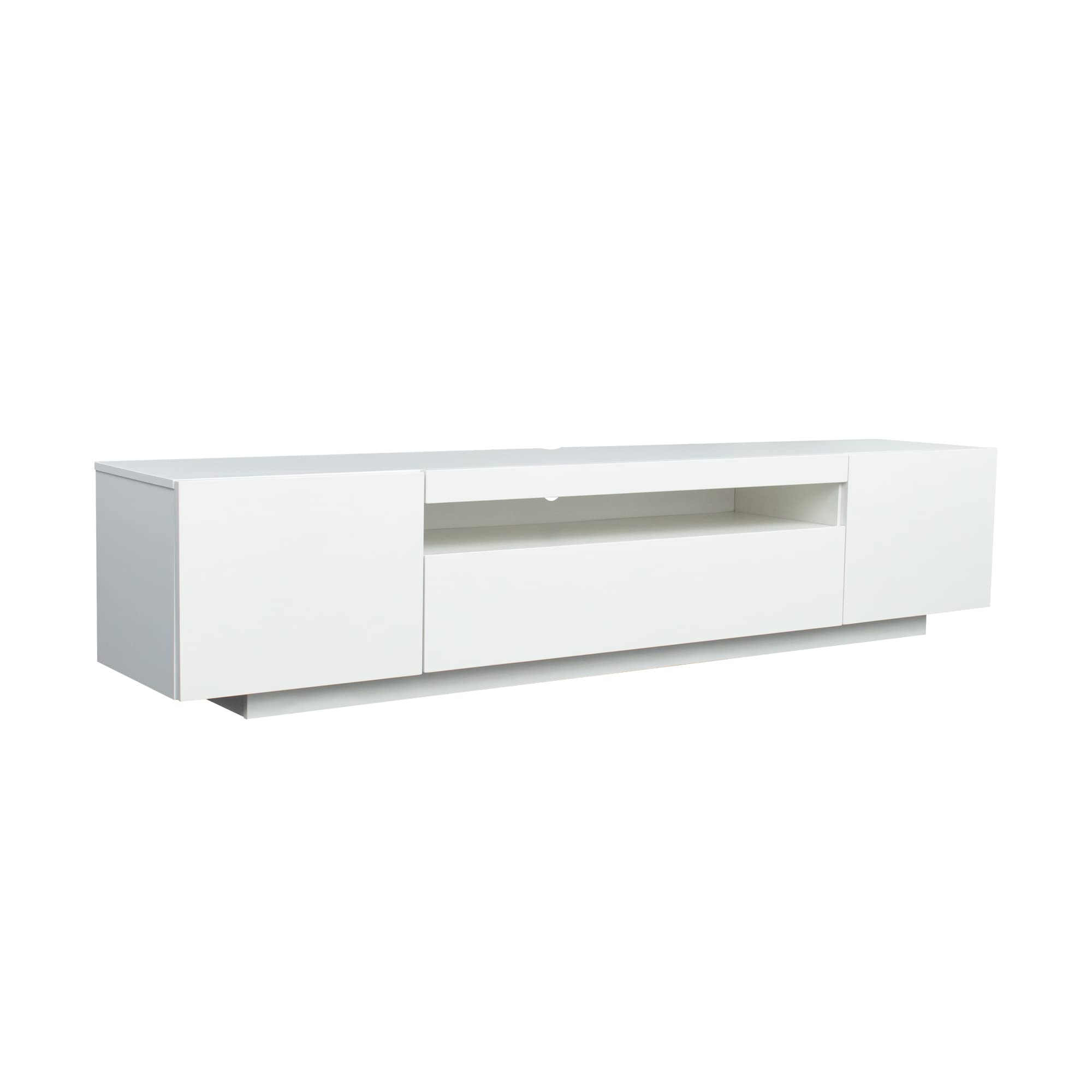 Ucloveria 79 Inch White Modern LED TV Stand with Lights & Storage Drawers - Entertainment Center Media Console for 45-80 Inch TVs (78.74