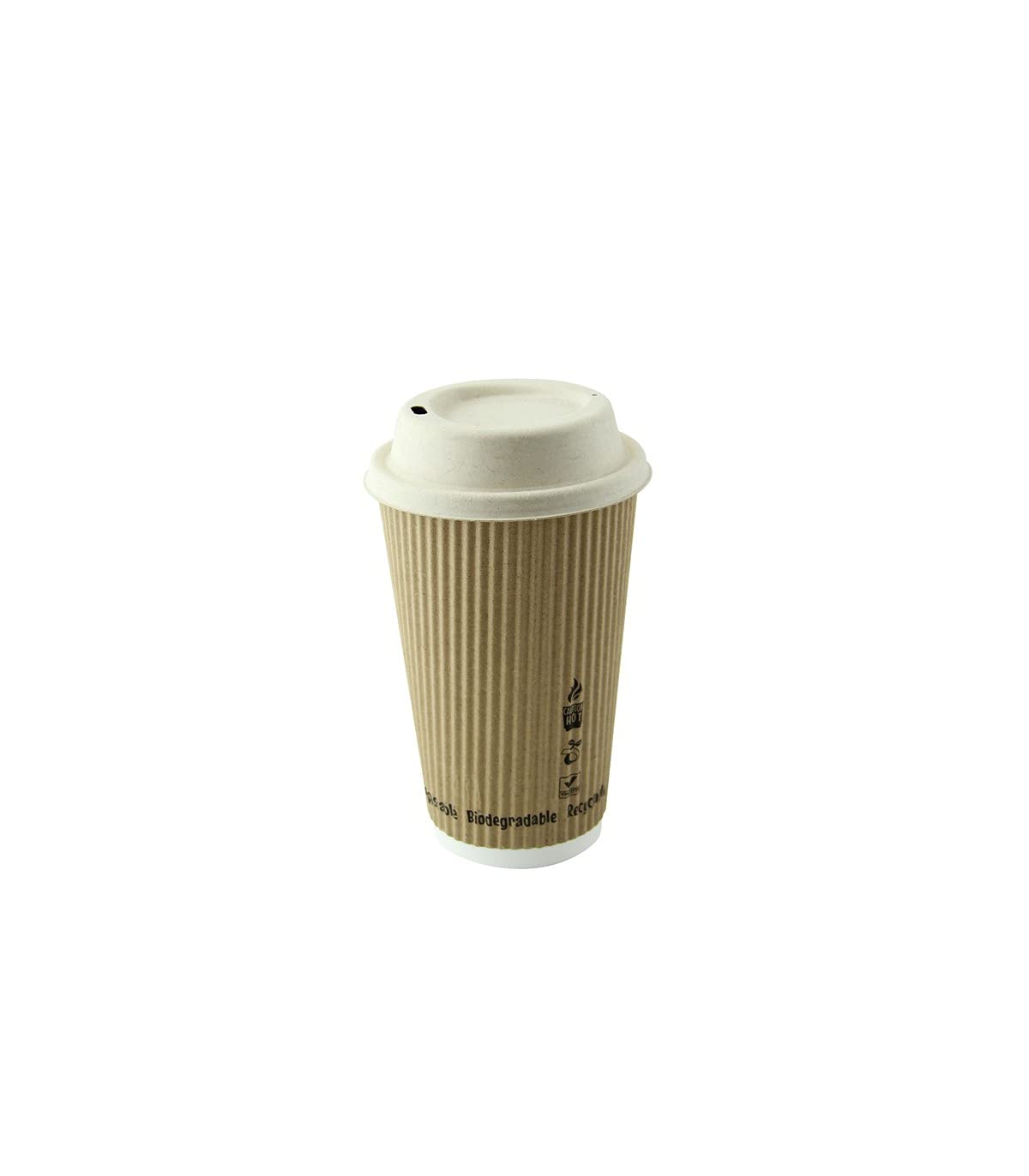 PACKNWOOD 210LPU90D Brown Sugarcane Coffee Lids for 10oz/12oz/16oz/20oz Disposable Paper Cups - 3.54 Inch Diameter - 1000 Pack - Eco-Friendly Biodegradable Lids for Coffee Shops, Cafes & Takeout Businesses