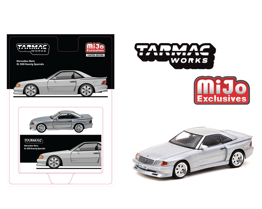 Tarmac Works 1:64 Scale Mercedes Benz SL 500 Koenig Specials Diecast Model Car - Silver Collectible for Display, Racing Games & Car Enthusiasts