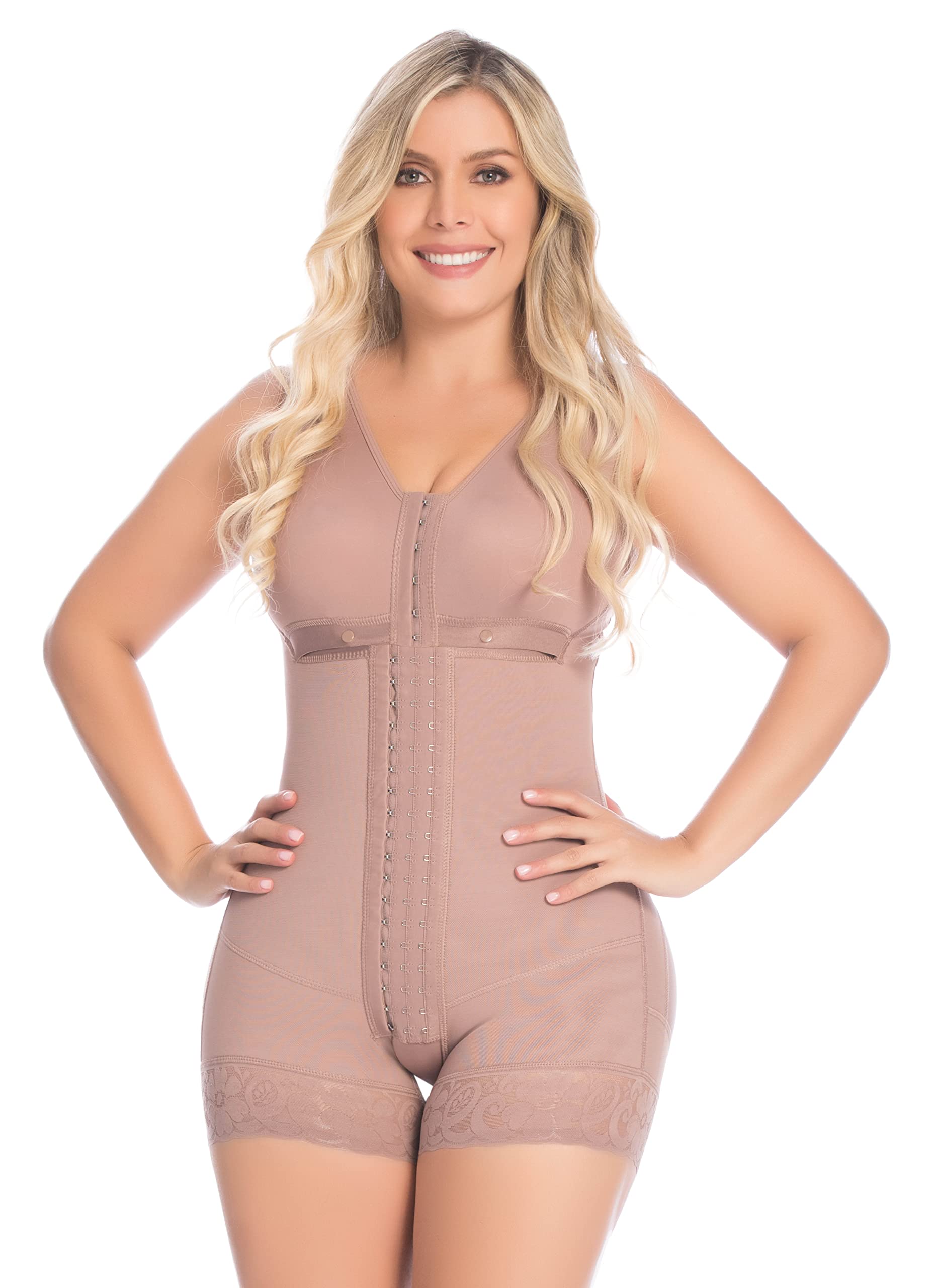DELIÉ by Fajas DPrada Colombian Post-Surgery Compression Shapewear Shorts with Built-in Bra - Waist Trainer & Body Shaper for Tummy Control, Slimming & Recovery - Perfect for Postpartum, Gym & Everyday Wear