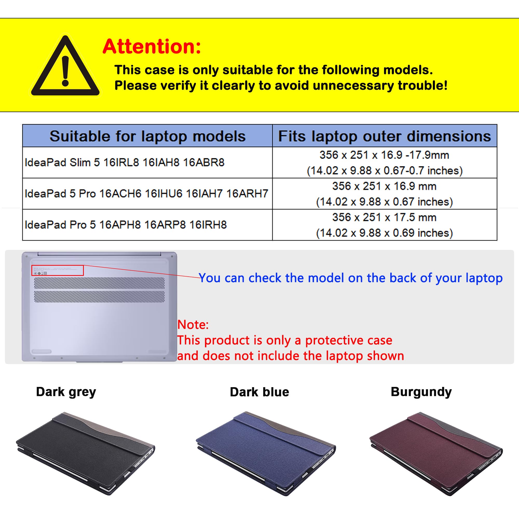 Premium PU Leather Laptop Sleeve for 16-inch Lenovo IdeaPad Slim 5/5 Pro/Pro 5 - Burgundy Protective Case Cover | Ideal for Work, Travel & School