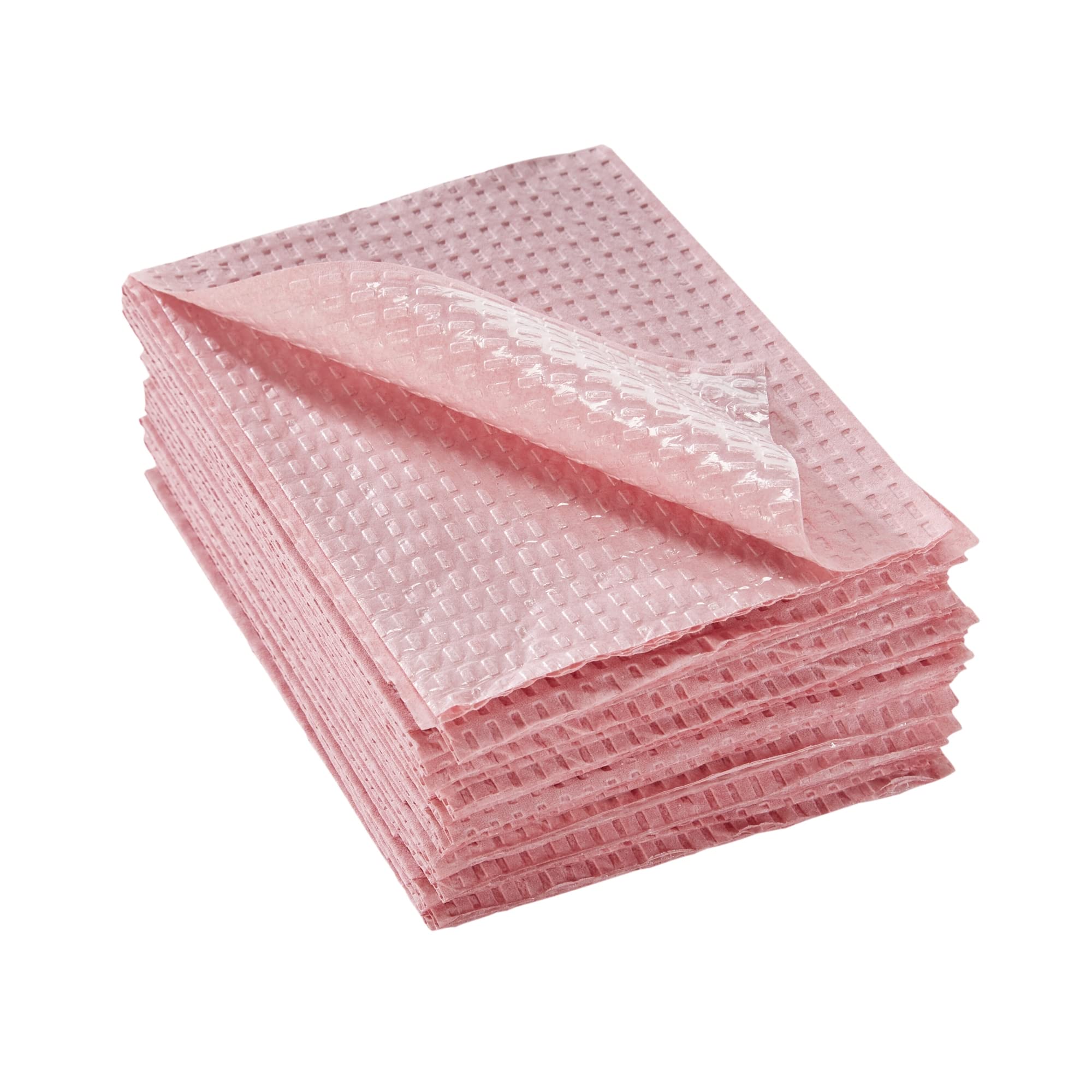 McKesson Disposable Dental Bibs Towels [500 Pack] - 13x18 Inch 2-Ply Waffle Embossed Poly Back Tissue for Tattoo, Nail Salon & Medical Use - Soft Mauve Color for Hygienic Patient Care