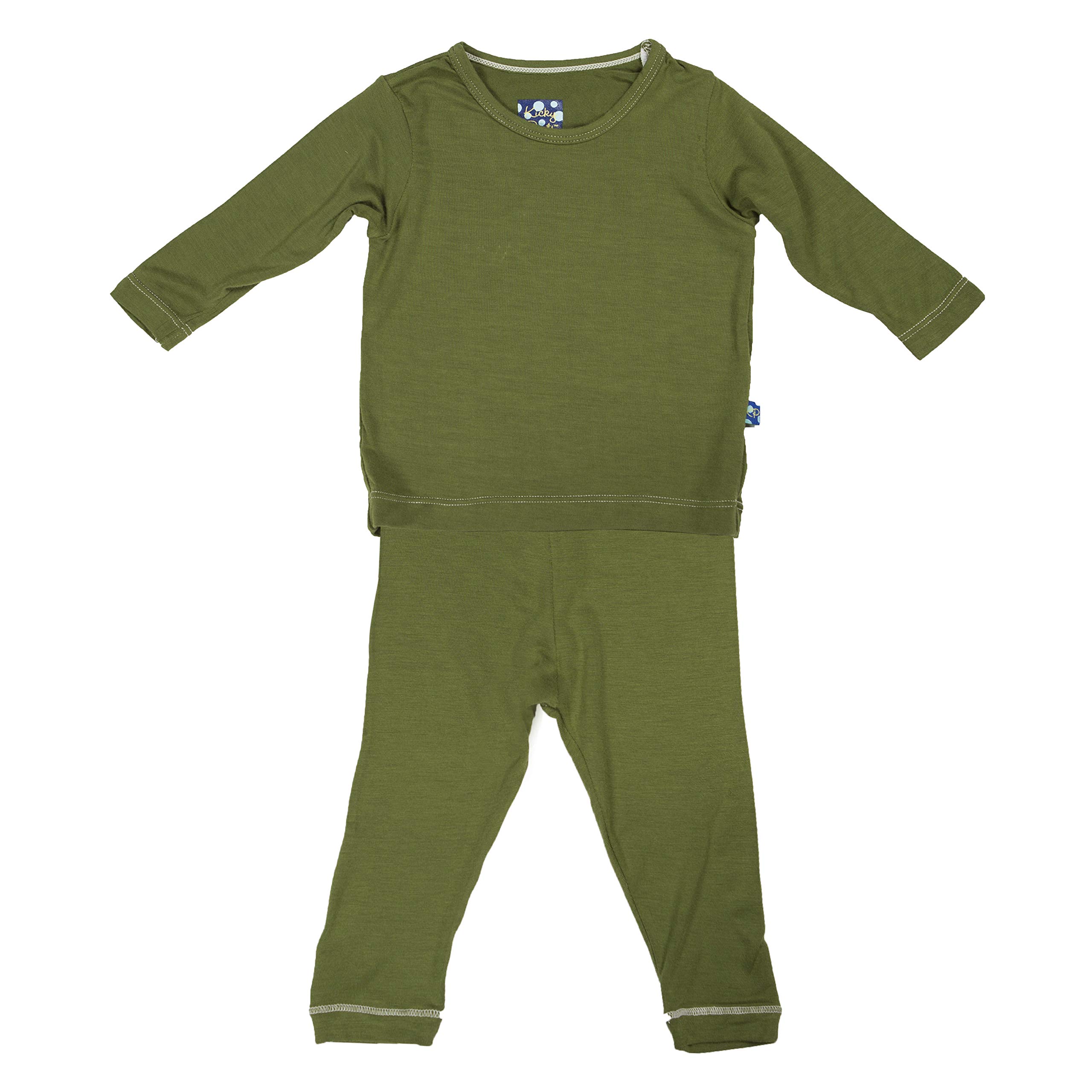 KicKee Pants Boys' Long Sleeve Pajama Set - Soft Cotton Sleepwear for Toddlers 18-24 Months | Cozy Moss Green PJS for Bedtime & Nursery