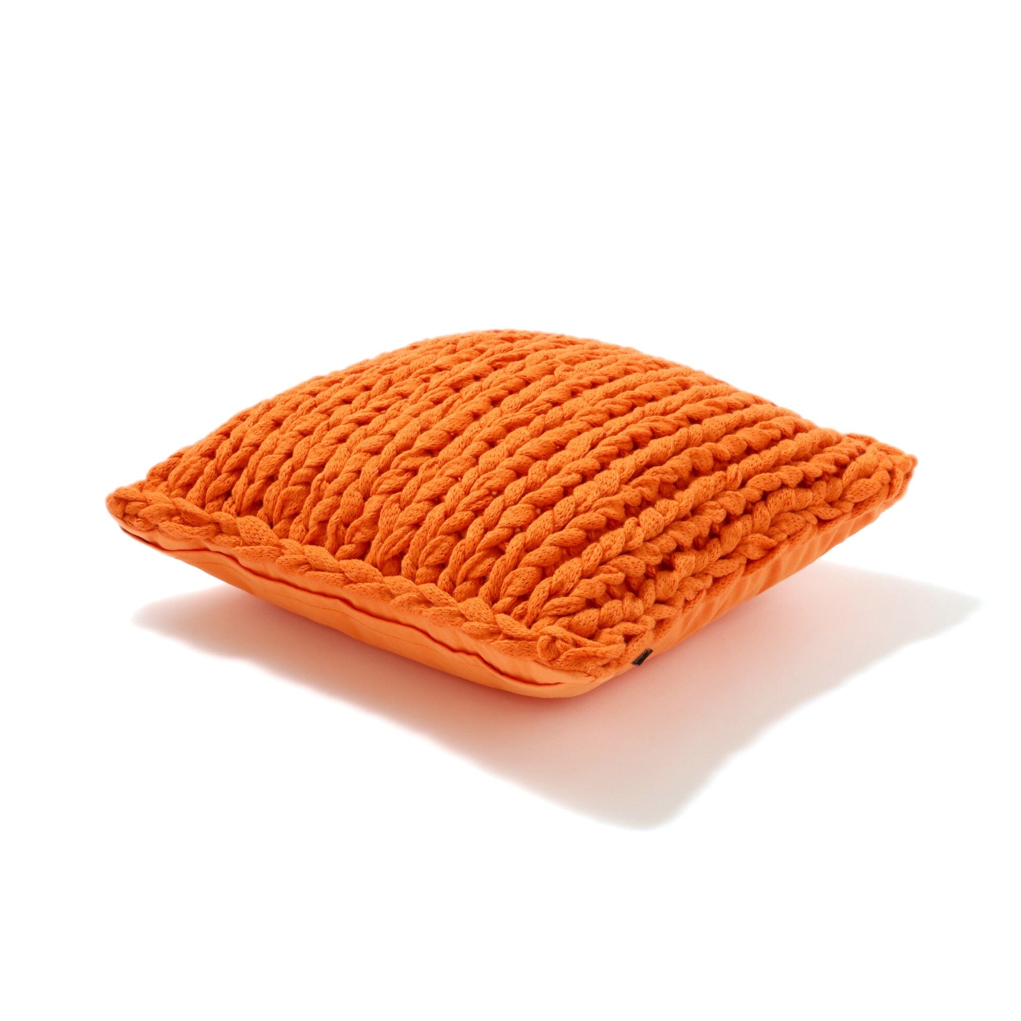 Chunky Knit Cushion Cover 45x45cm Orange - Soft Handmade Boho Pillow Case for Sofa, Bed, Living Room Decor