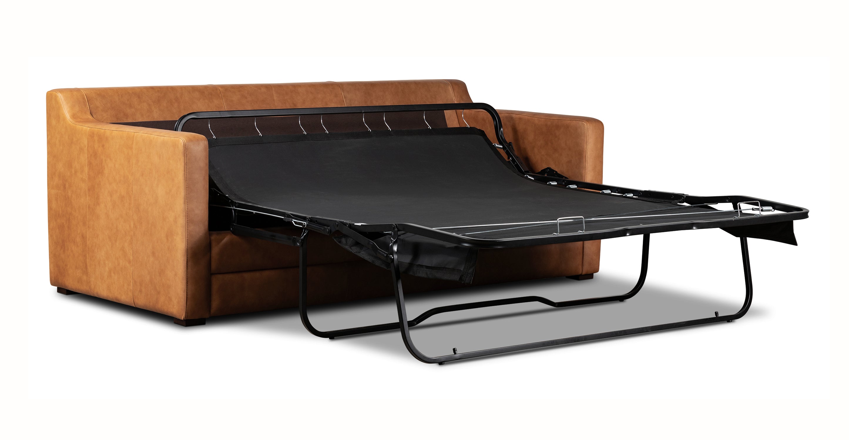 Sorrento Leather Convertible Sleeper Sofa with Pull-Out Bed - Modern Sectional Couch for Small Spaces, Living Room & Guest Room