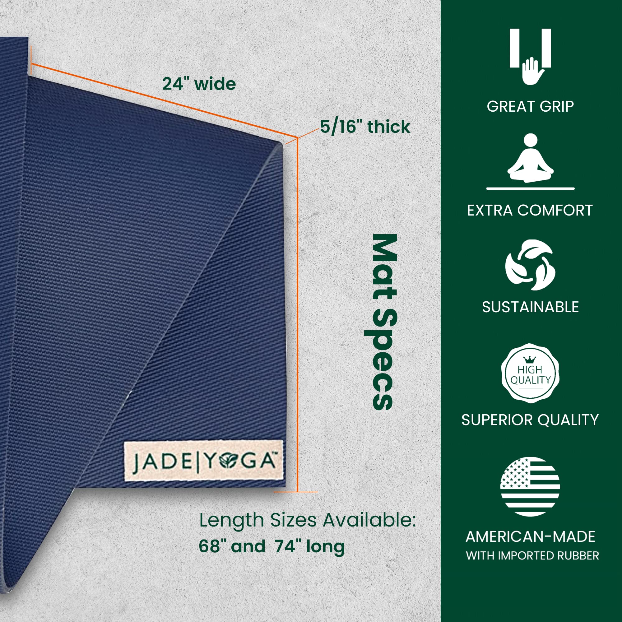 Premium Jade Fusion Yoga Mat - Extra Thick, Non-Slip & Ultra-Grip Exercise Mat for Home Gym (68